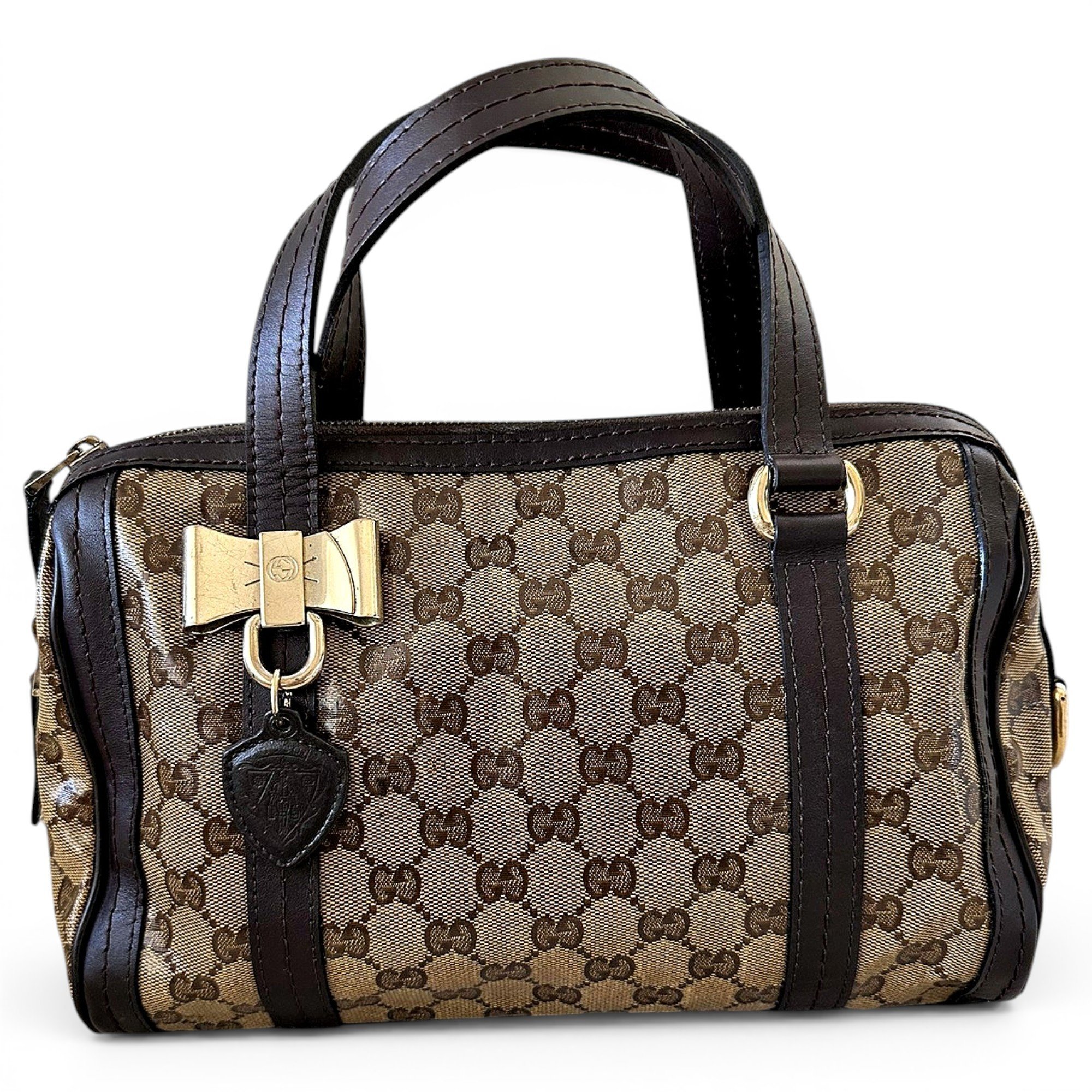 Boston patent leather handbag