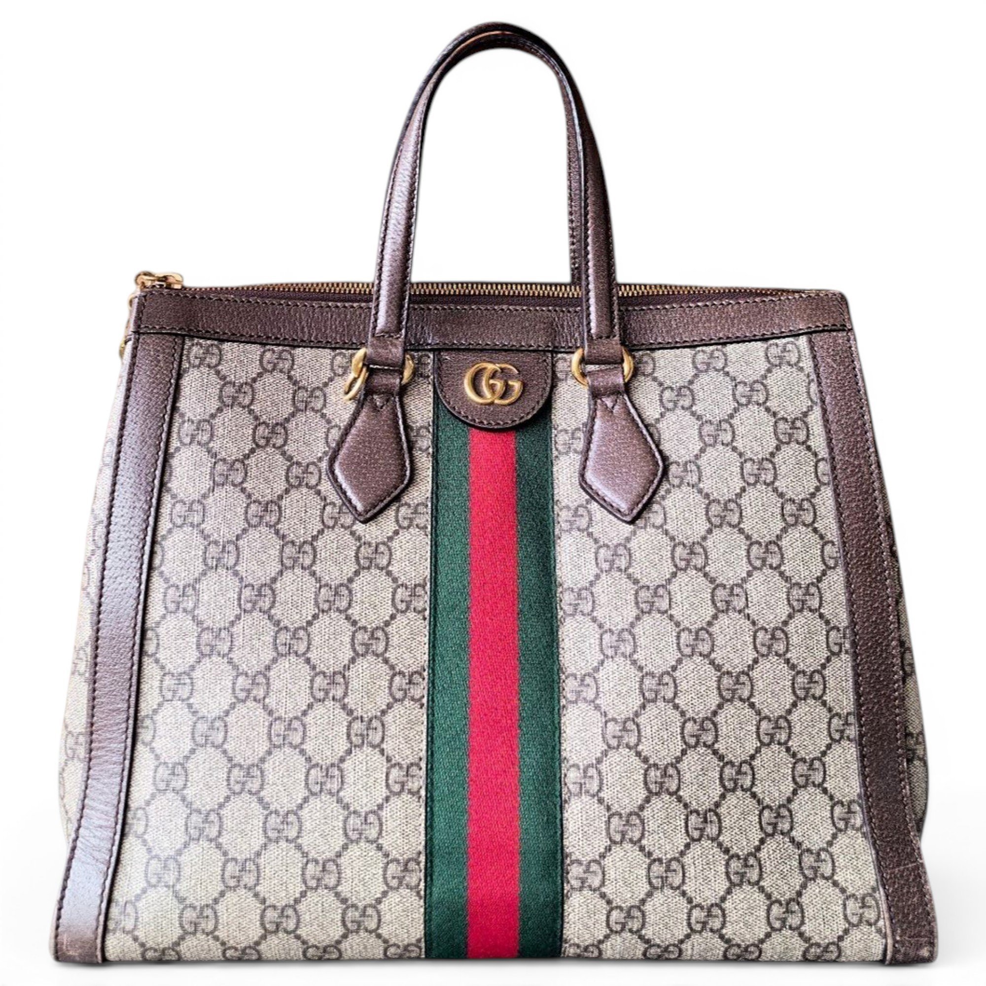 Ophidia Top Handle leather handbag