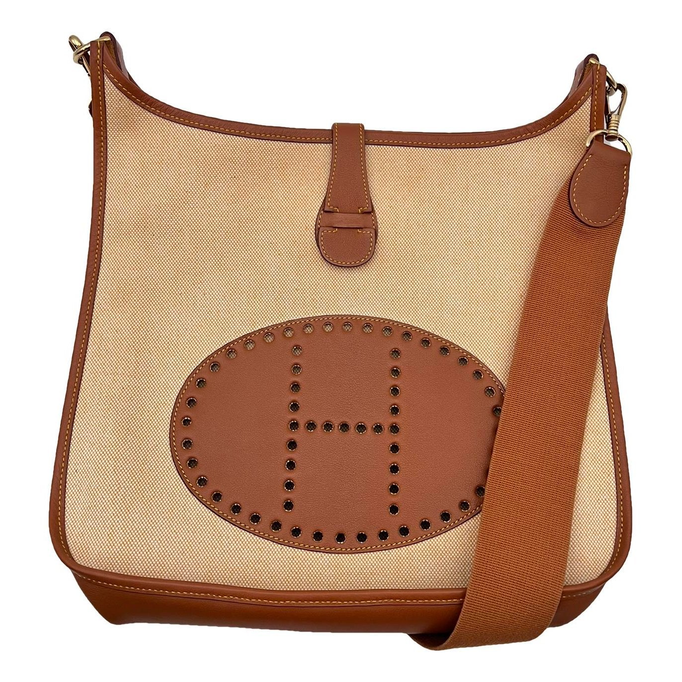 Hermes Evelyne Handbag Toile H Canvas 1997