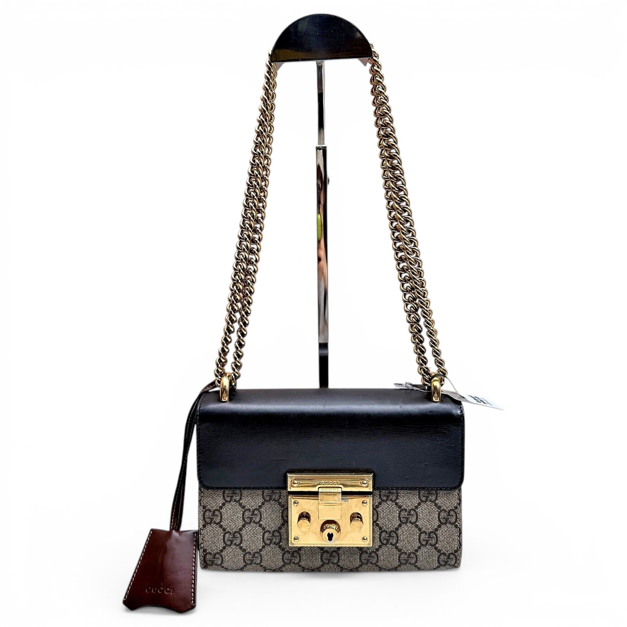 Padlock leather handbag