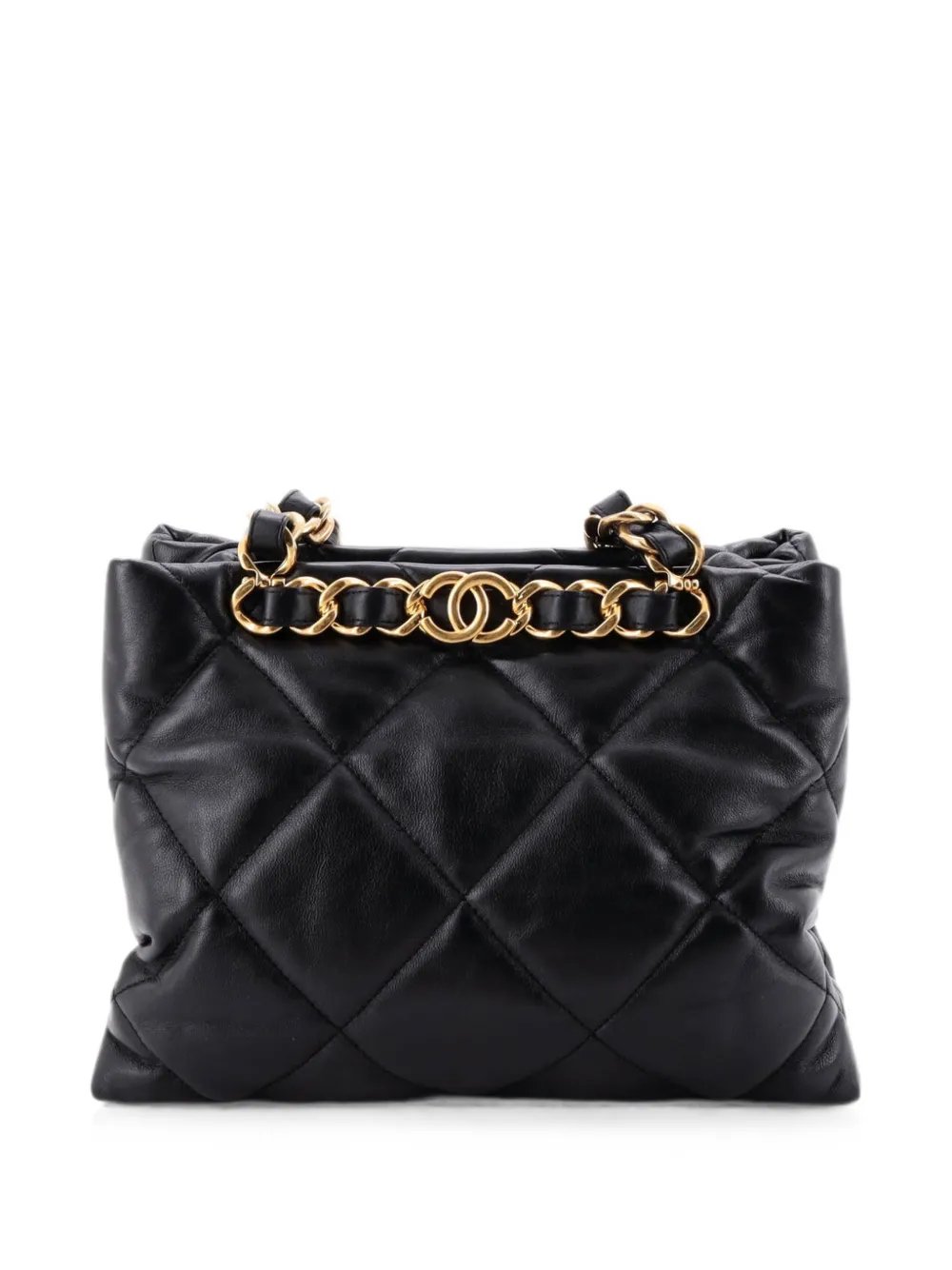 CC Bar Chain Handle Shopping Tote Quilted Lambskin Small shoulder bag