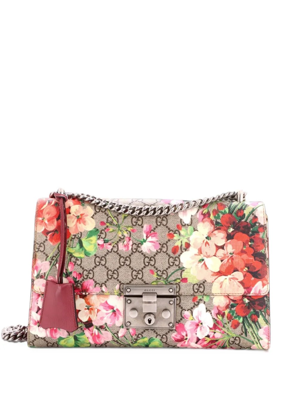Padlock Blooms Print GG Coated Canvas Medium shoulder bag