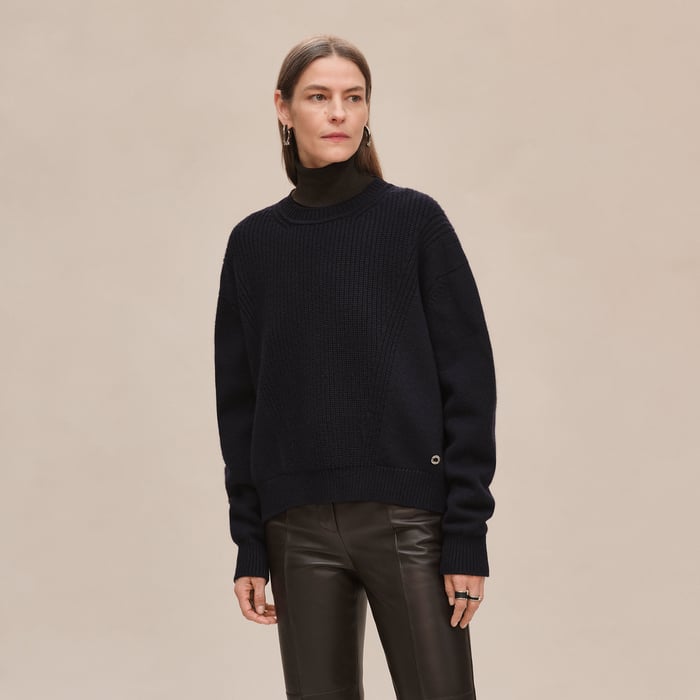Bleu Noir Pull Manches Longues