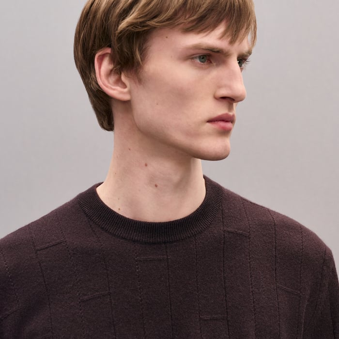 Prunoir "H En Echelle" Crewneck Cashmere Sweater