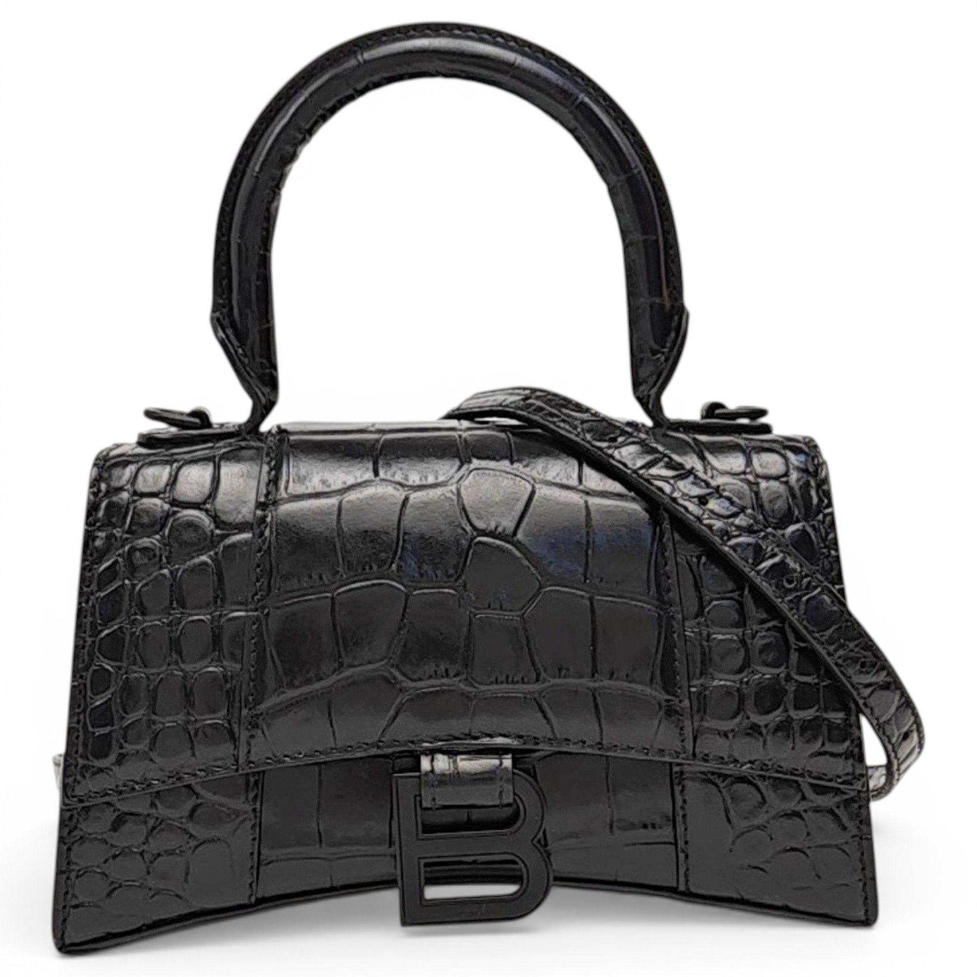 Hourglass leather handbag
