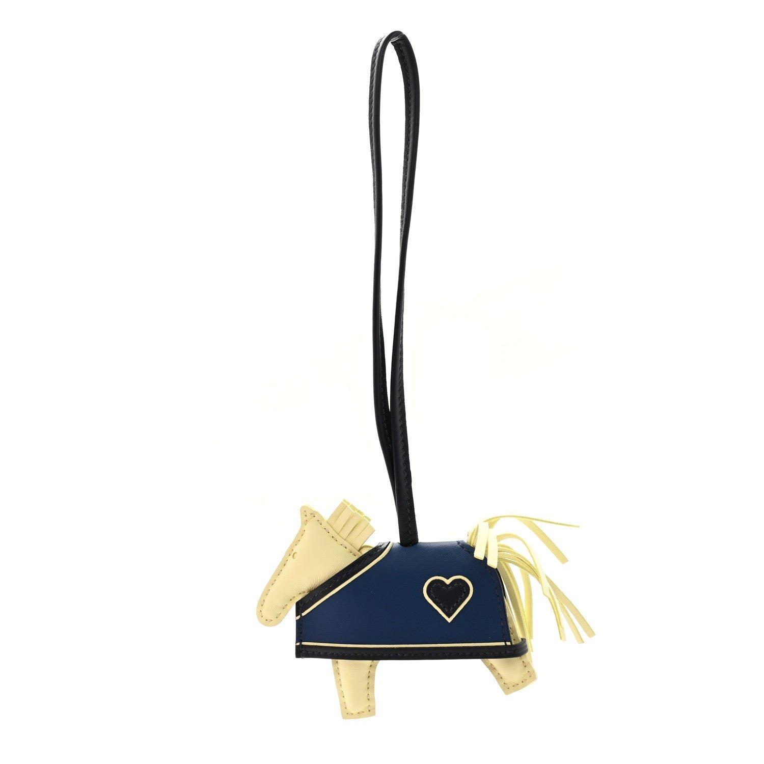 Hermes Hermes Milo Lambskin Grigri Rodeo Robeo Coeur Bag Charm PM Jaune Milton Bleu Nuit Bleu Tie