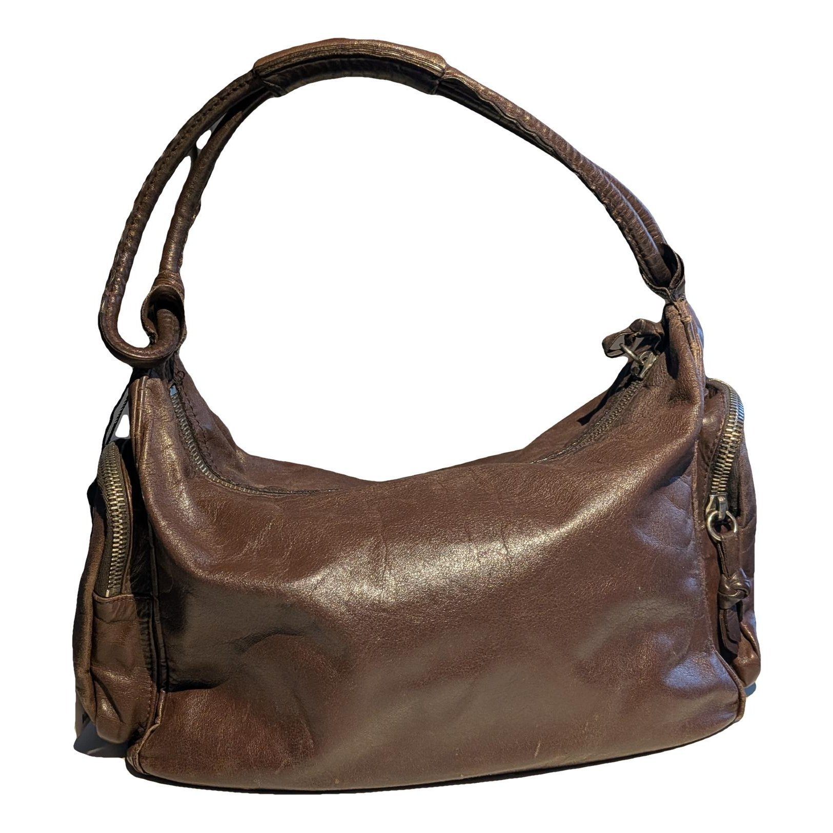 Pocket leather handbag