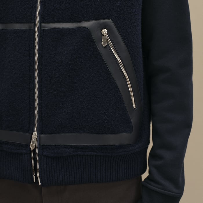 Marine Vest With Leather Details