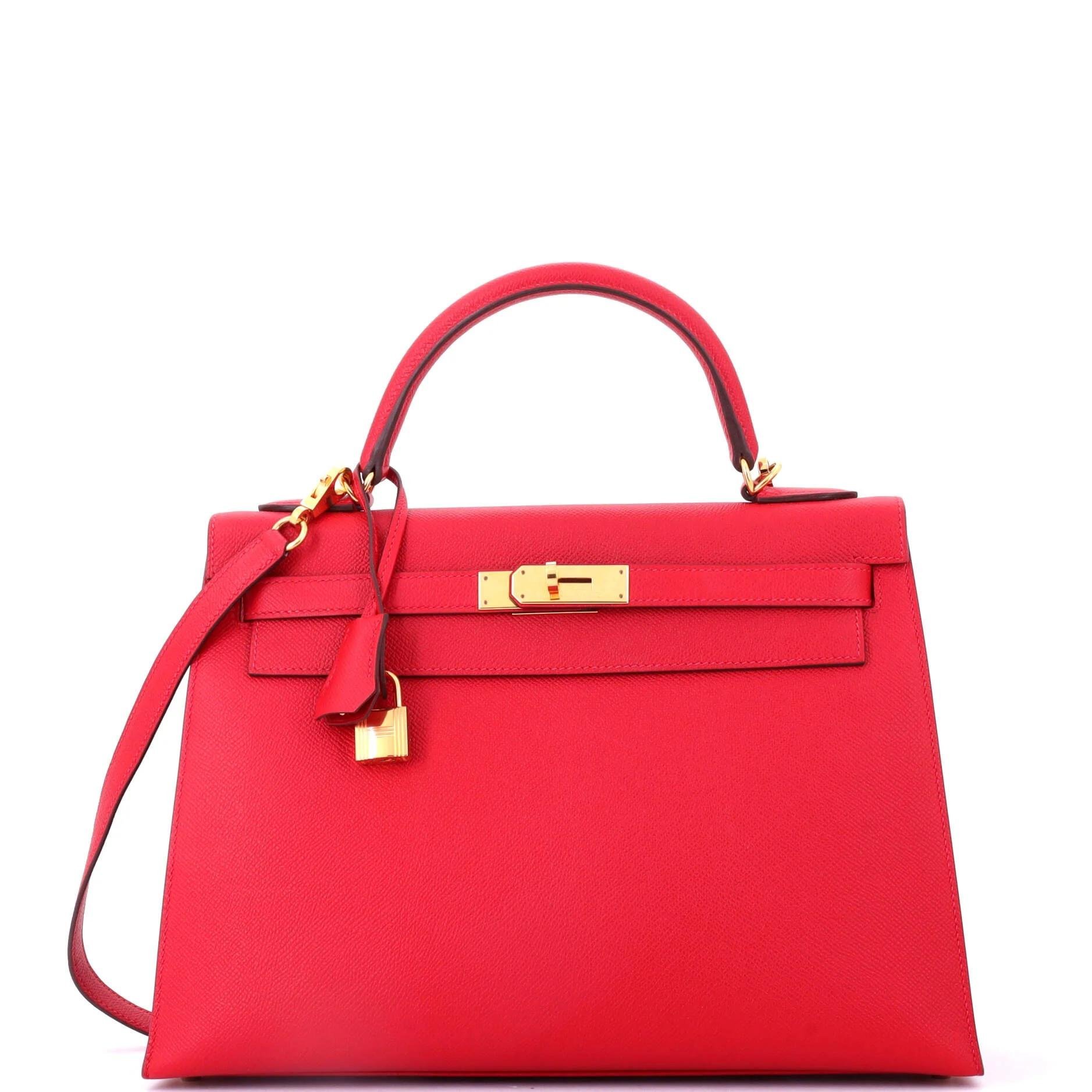Hermes Kelly 32 Handbag Rouge Casaque Epsom Leather 2018