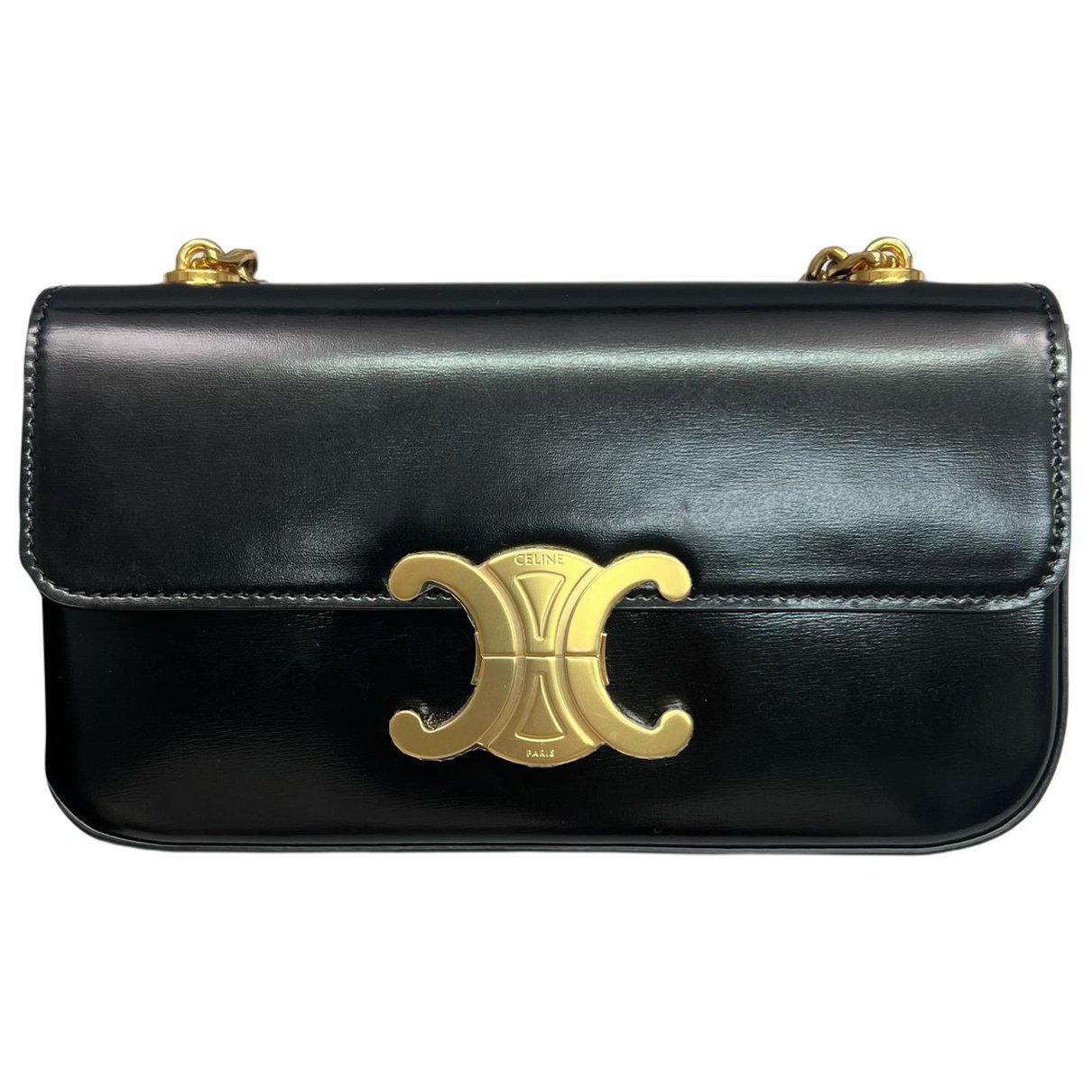 Triomphe chain leather handbag