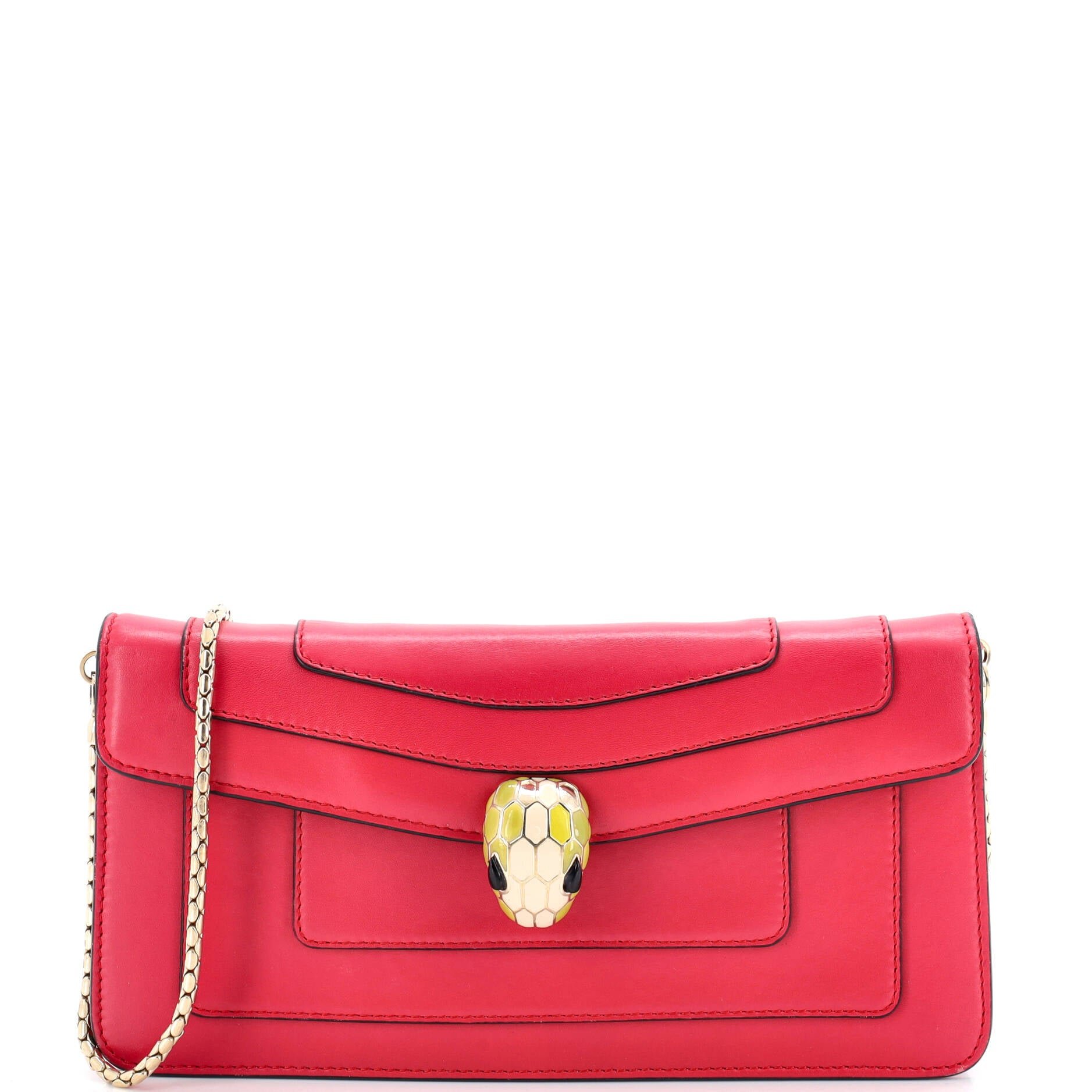 Bvlgari Serpenti Forever Chain Clutch Leather