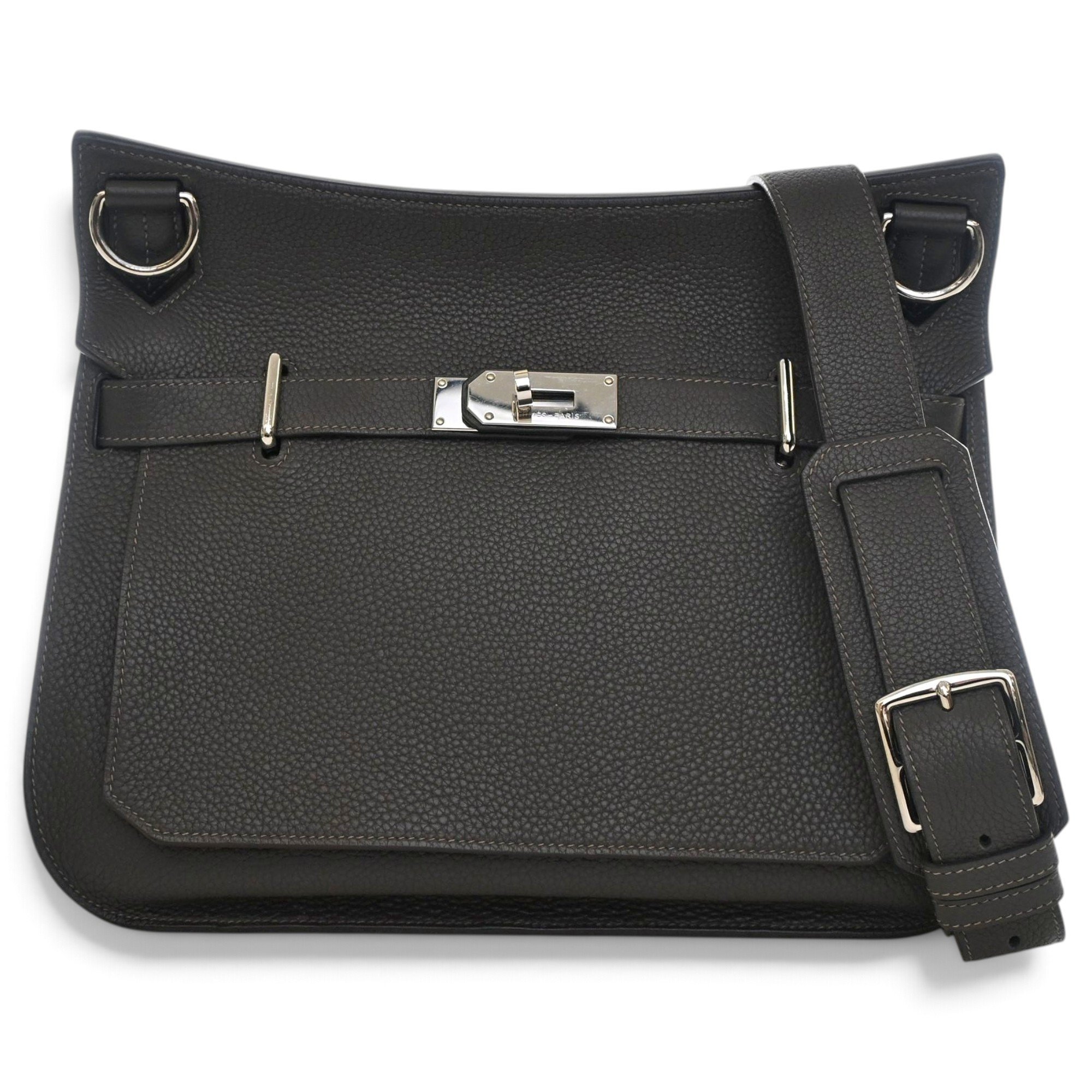 Hermes Jypsiere Handbag Graphite Clemence Leather 2011