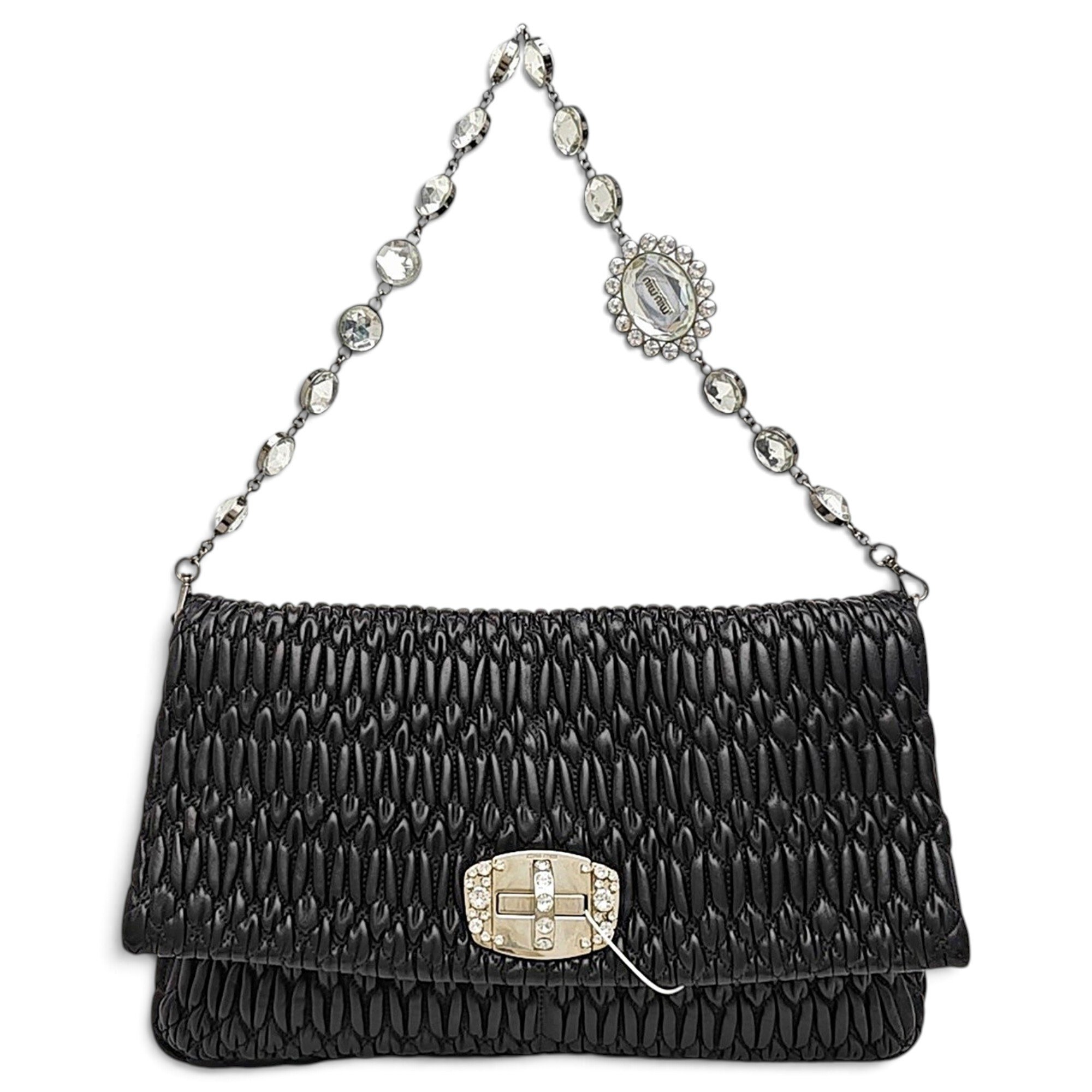 Miu Crystal leather handbag