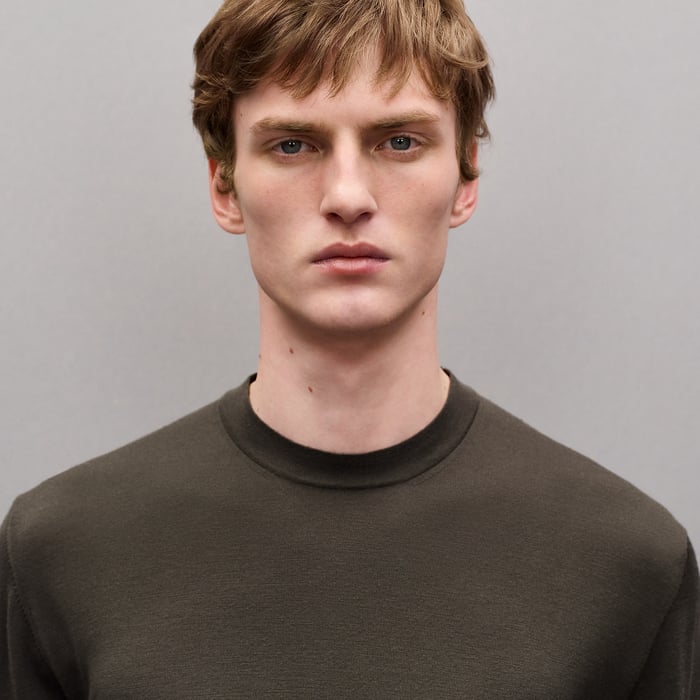 Taupe "Detail H" Crewneck Sweater