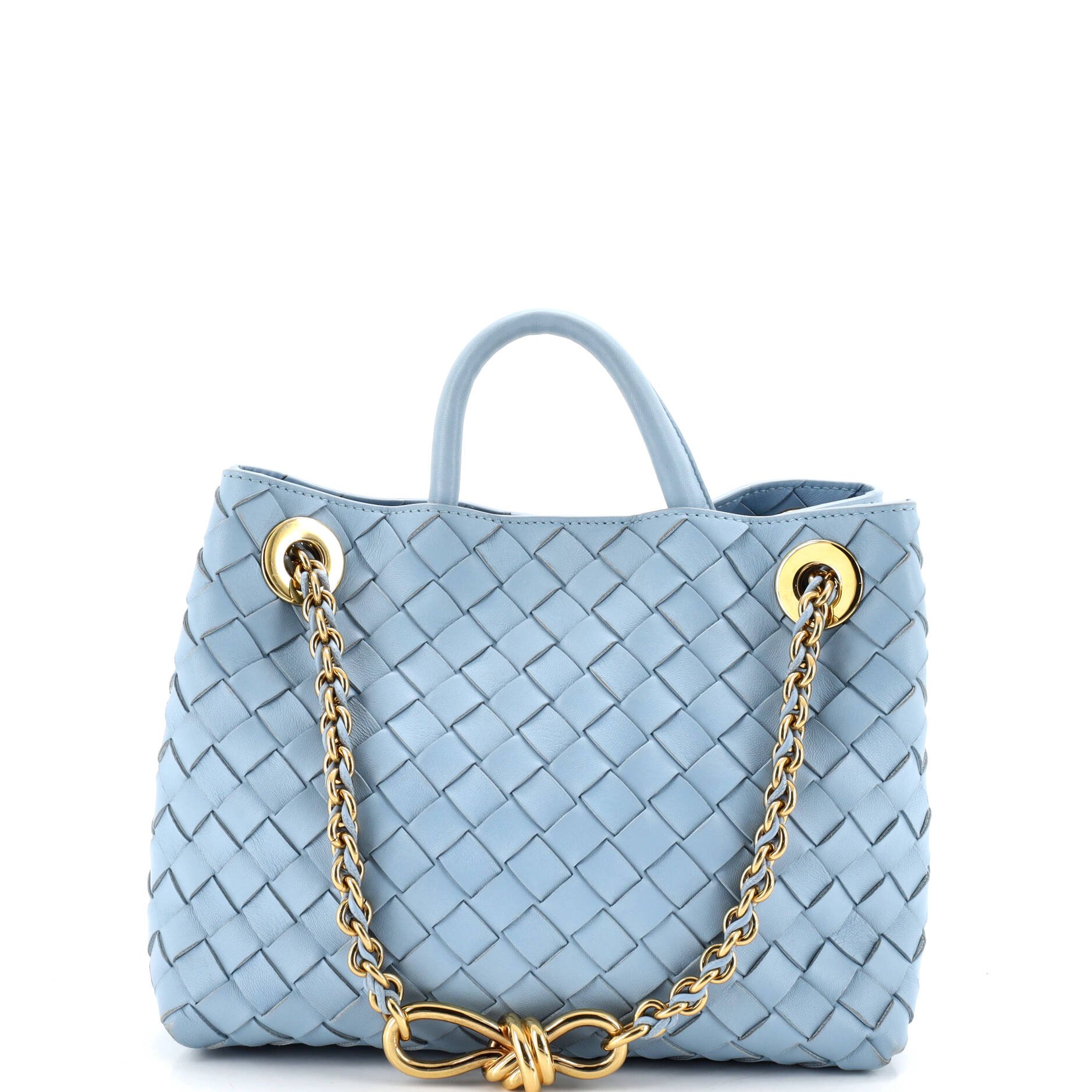 Bottega Veneta Andiamo Chain Top Handle Bag Intrecciato Nappa Small