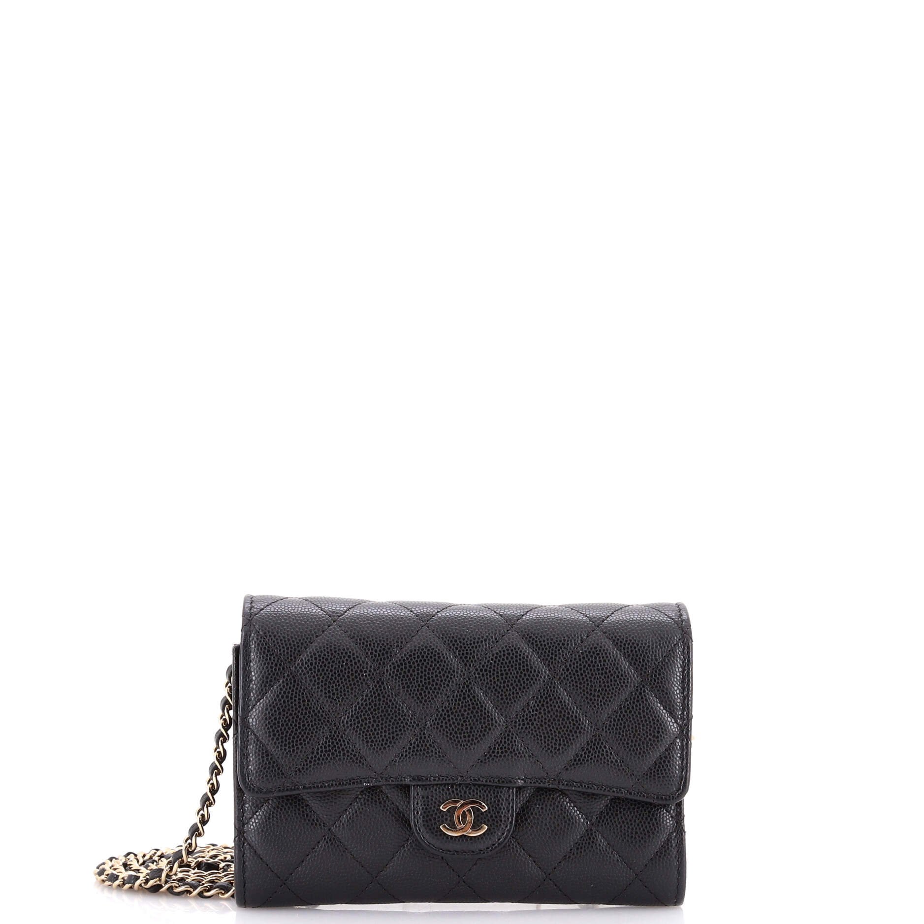 Classic Flap Wallet Crossbody Bag Quilted Caviar Mini