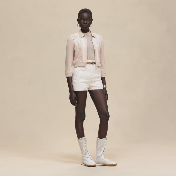 Blanc Perle "Candy Libris Bandana" Zipped Twillaine Jacket