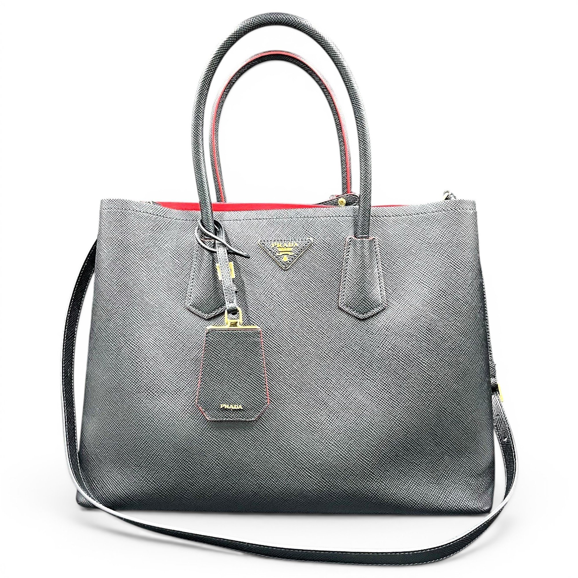 Double leather handbag