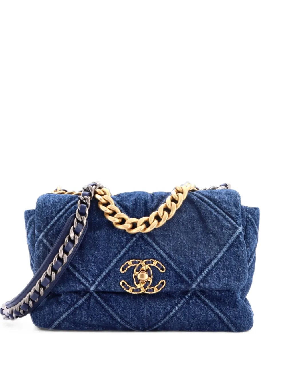 19 Flap Bag Quilted Denim Medium shoulder bag