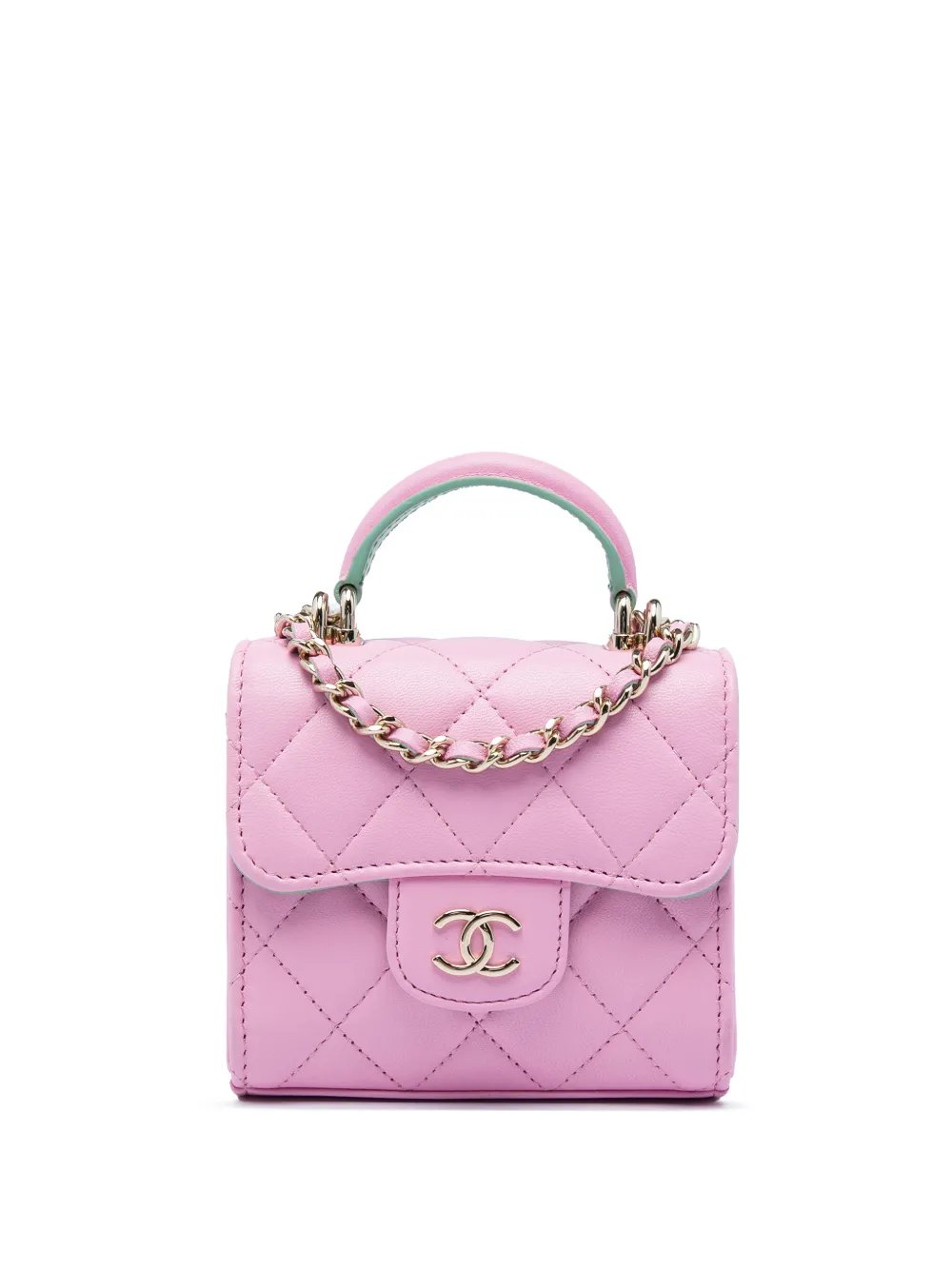 2021-2026 Mini CC Quilted Lambskin Top Handle Clutch with Chain satchel