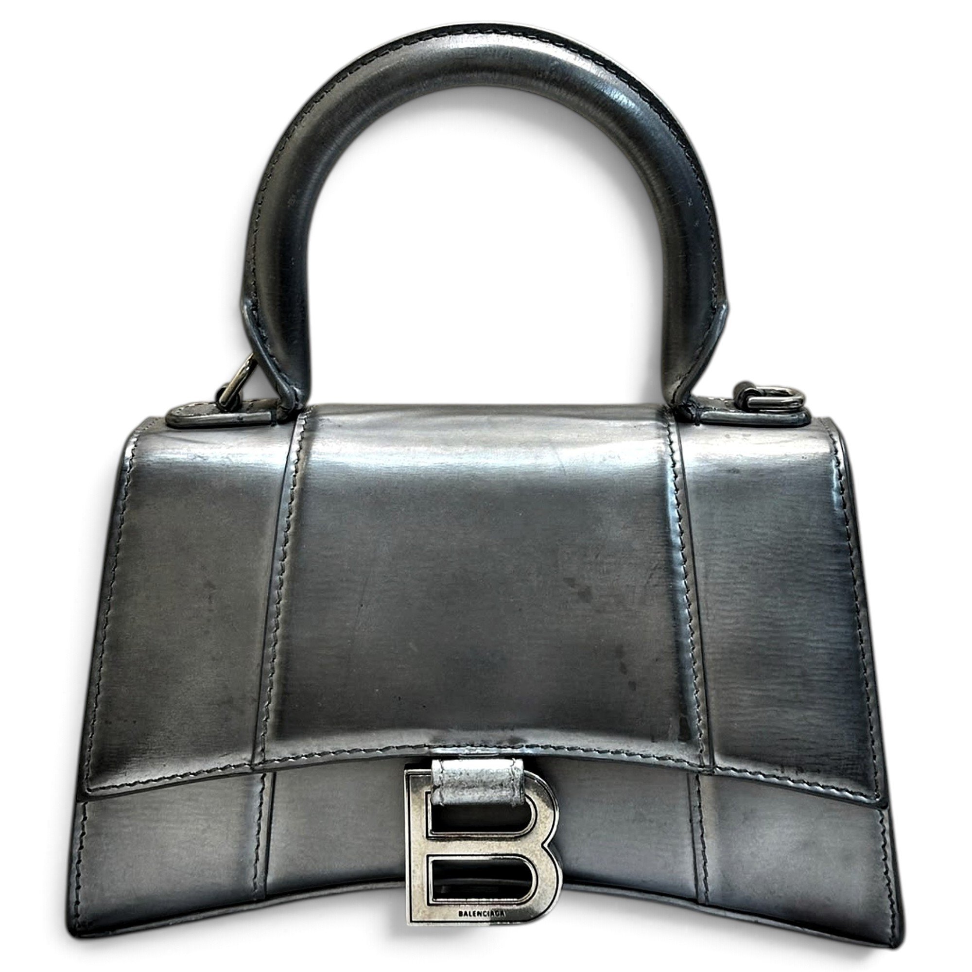 Hourglass leather handbag