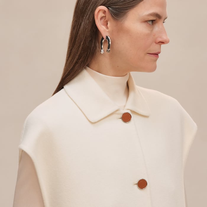 Blanc Naturel Belted Cashmere Long Vest