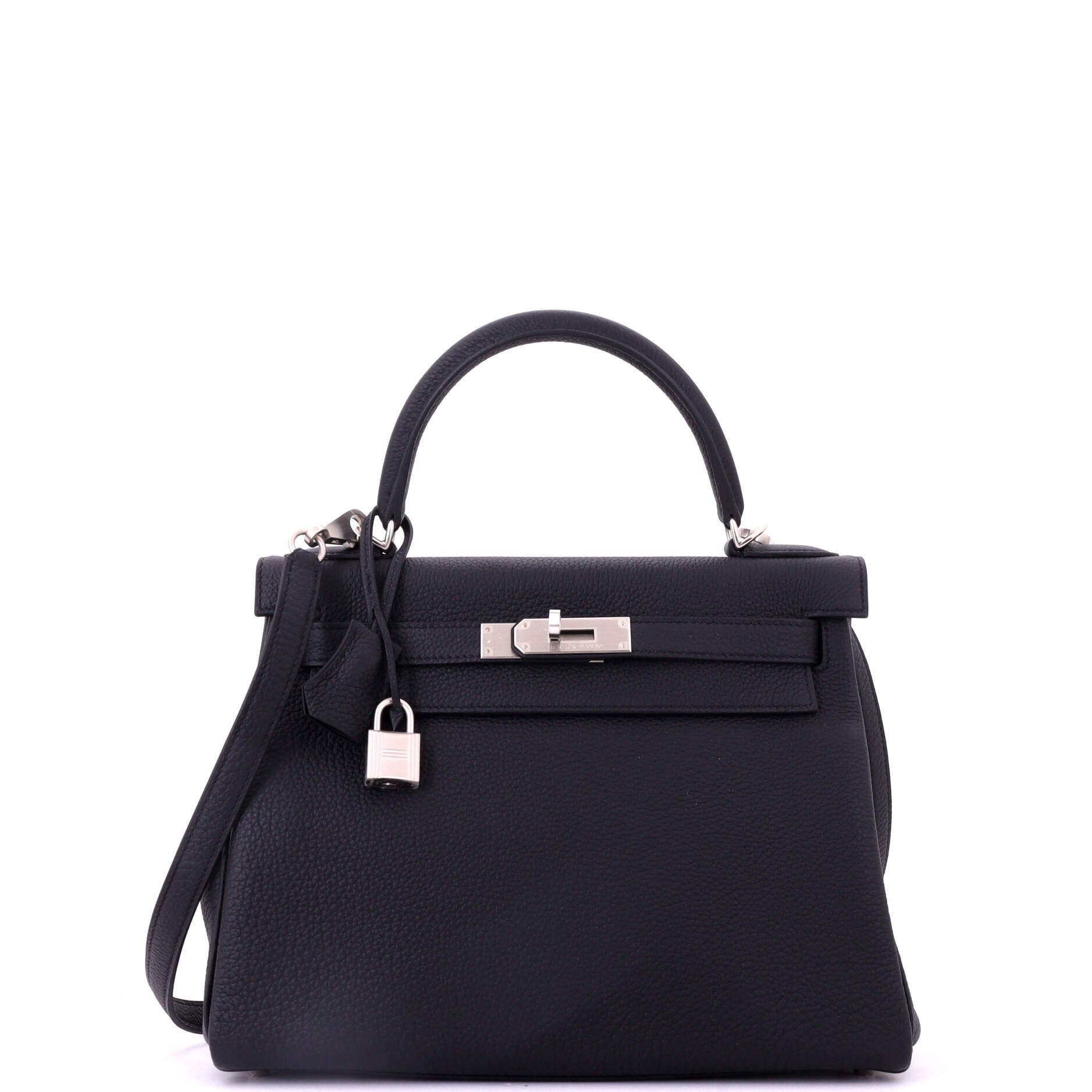 Hermes Kelly Handbag Noir Togo with Brushed Palladium Hardware 28