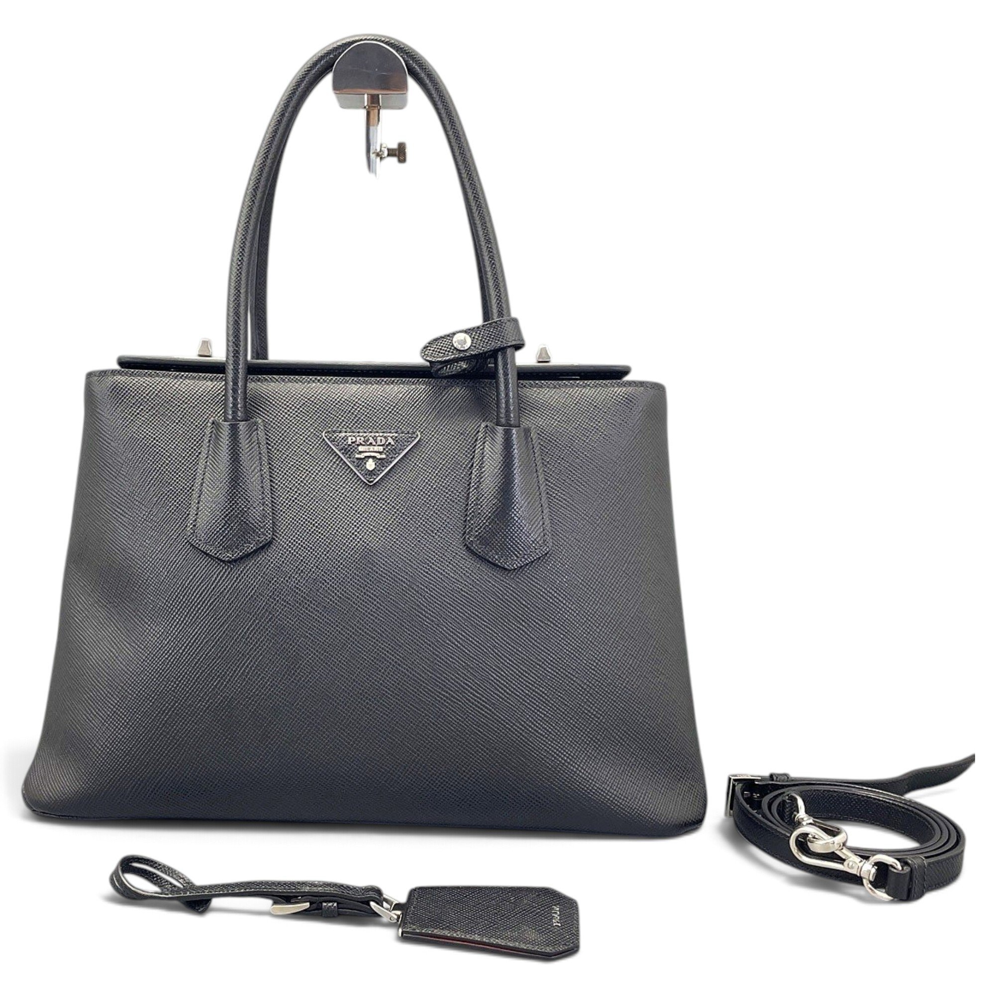 Double leather handbag