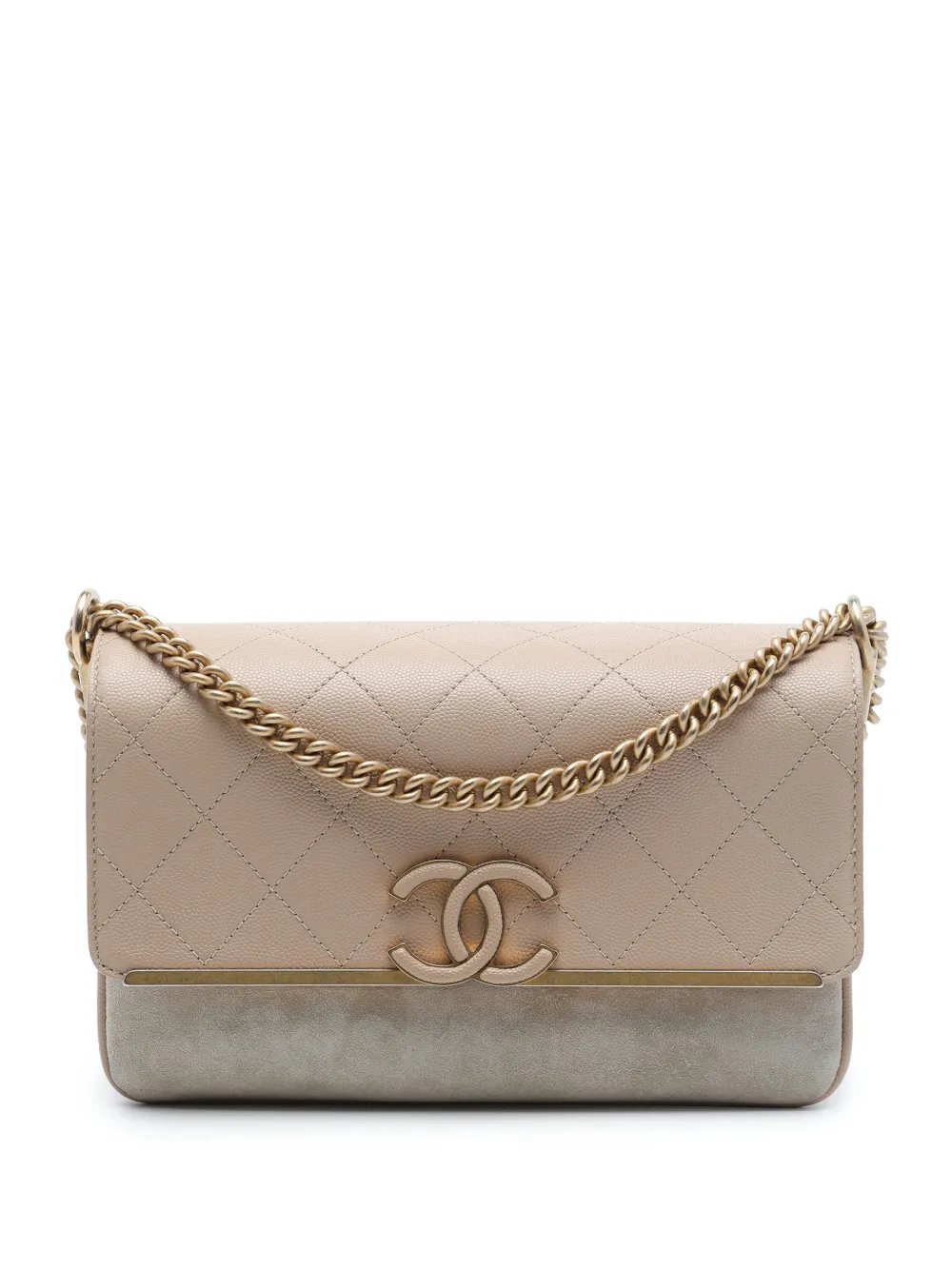 2018-2019 Small CC Stitched Caviar and Suede Lady Coco Flap crossbody bag