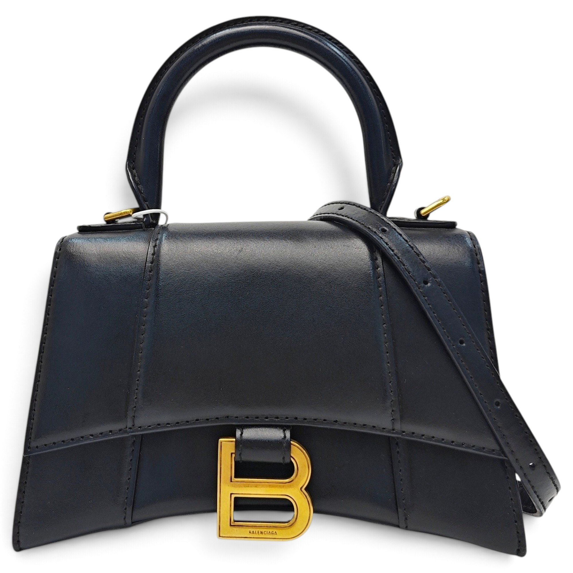 Hourglass leather handbag