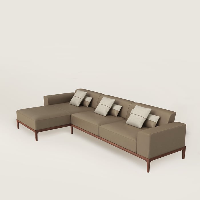 Étoupe Sofa Sellier 2-seater With Chaise Lounge