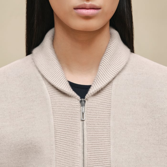 Beige Naturel Mixed Knit Jacket