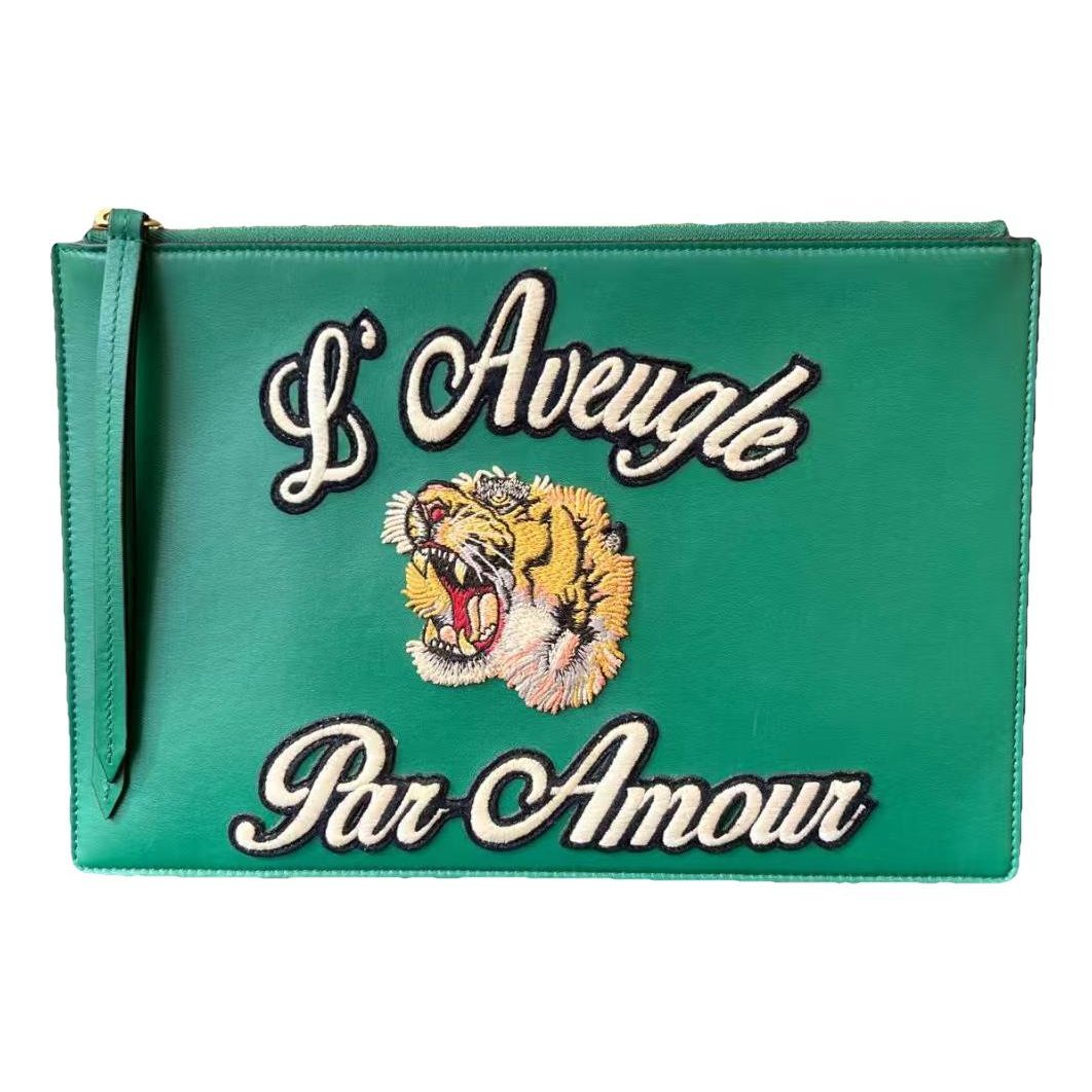 Leather clutch bag