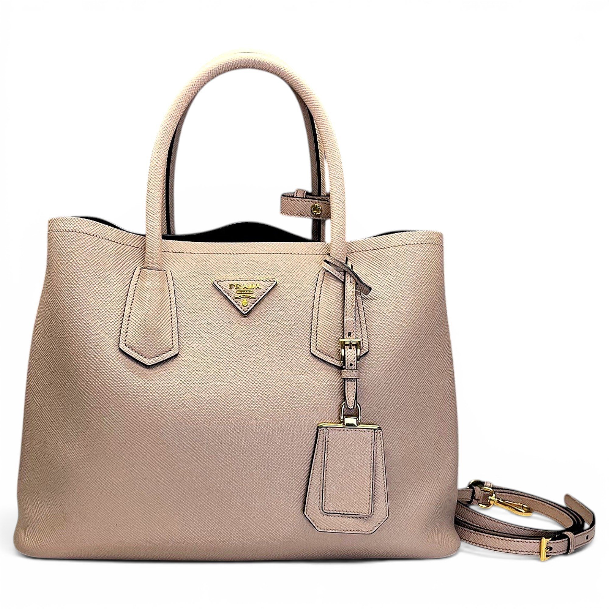 Double leather handbag