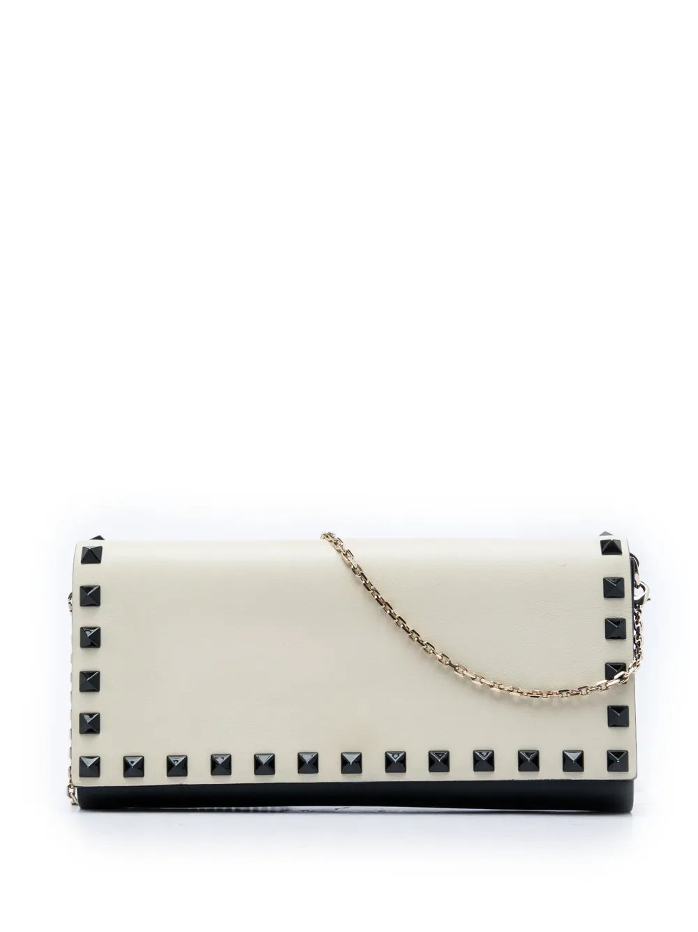 2018-2026 Bicolor Leather Rockstud Wallet on Chain crossbody bag