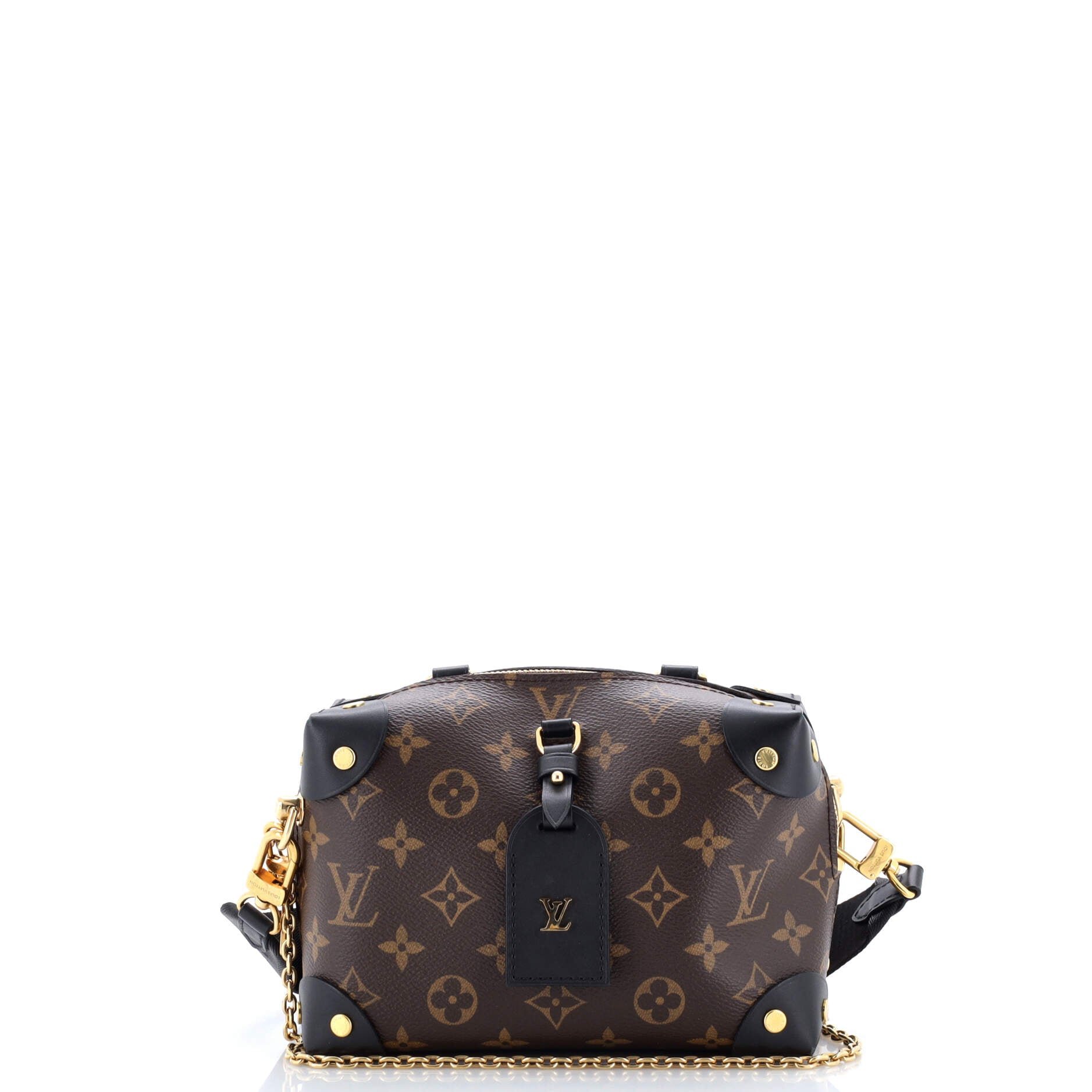 Louis Vuitton Petite Malle Souple Handbag Monogram Canvas with Leather
