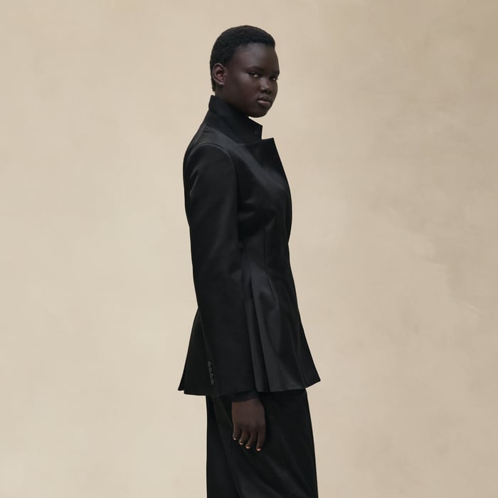 Noir Suit Jacket With Knotted Waist