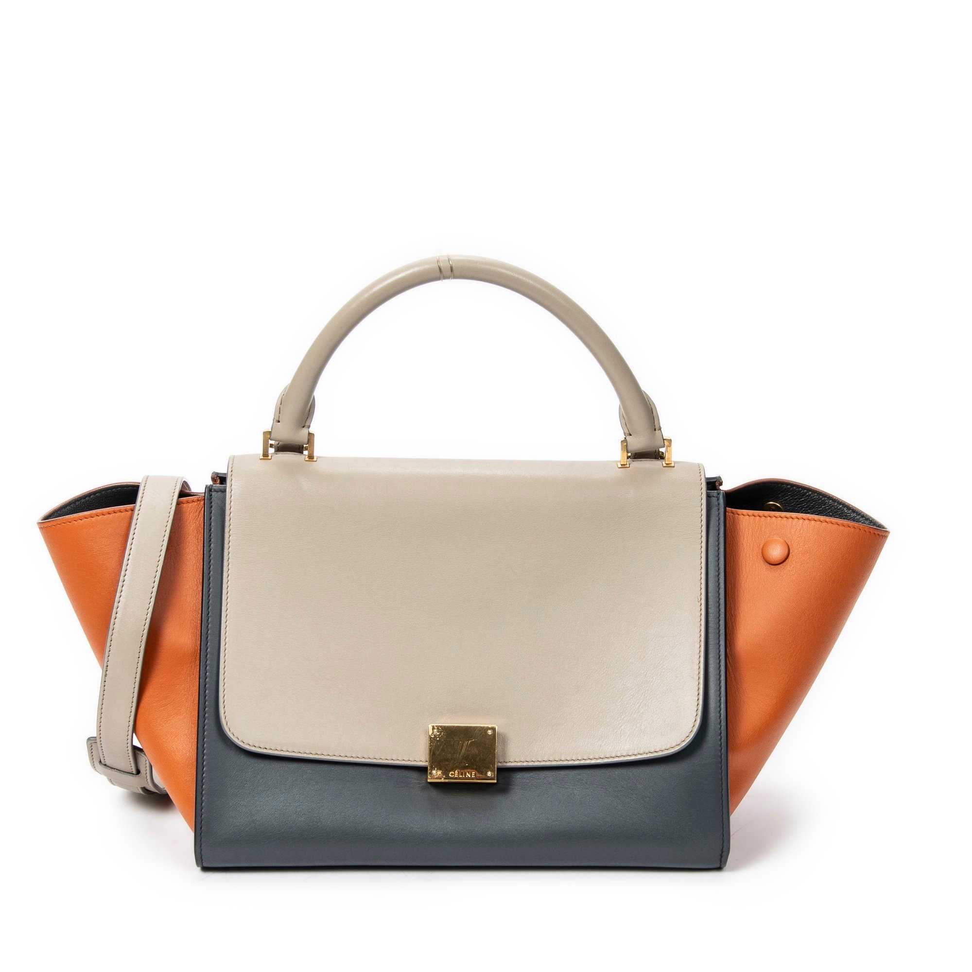 Trapèze leather handbag