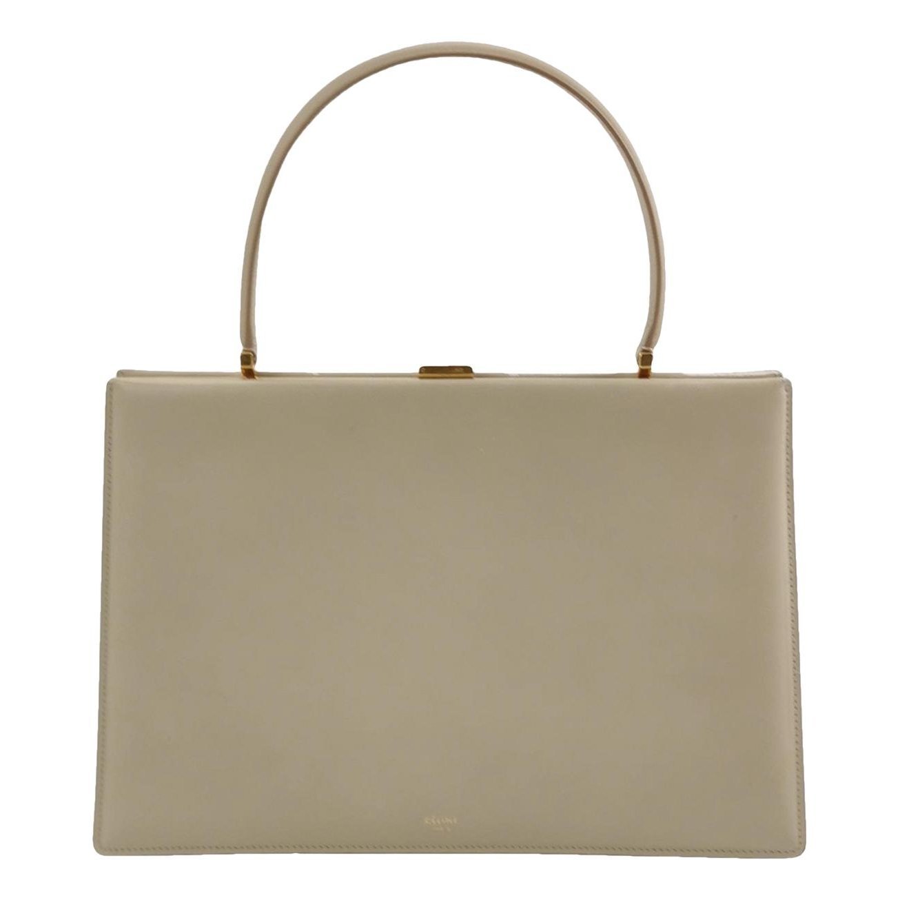 Clasp leather handbag
