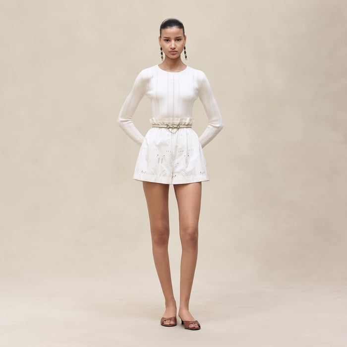 Blanc Céramique "l'Enseigne Du Sellier" Long-sleeve Sweater