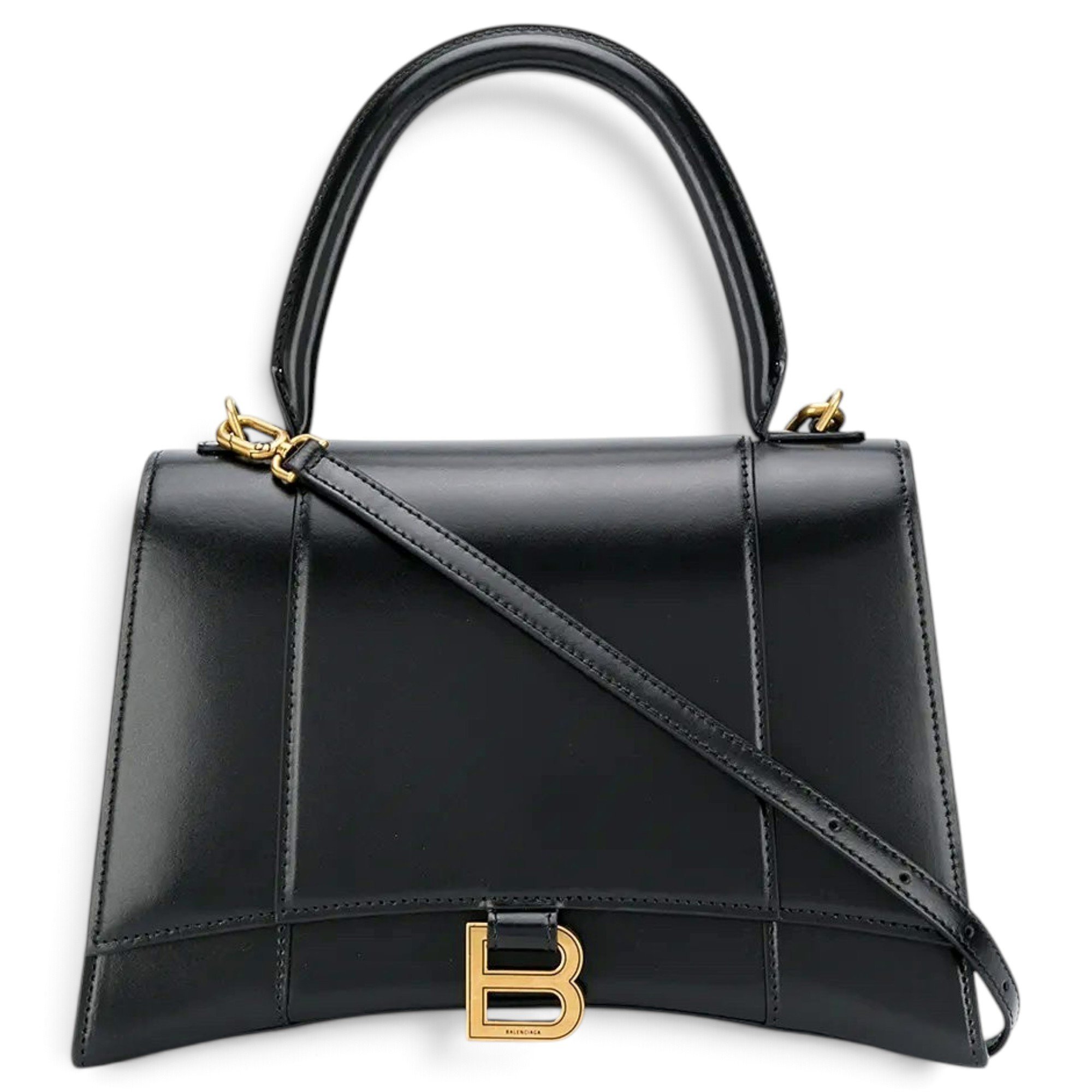 Hourglass leather handbag