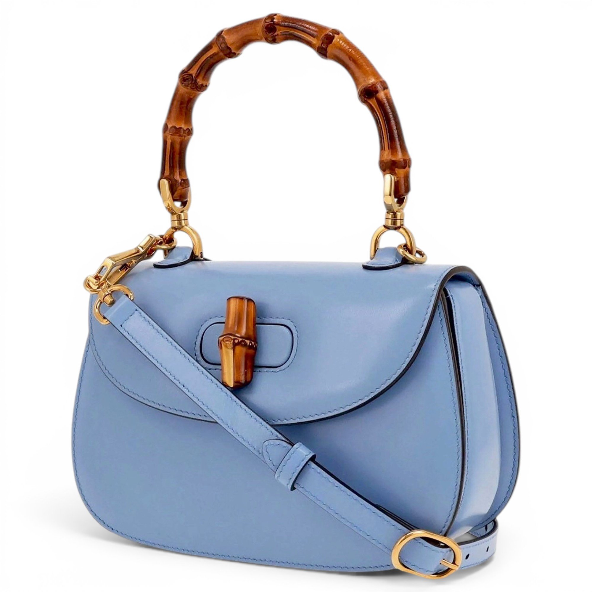 Convertible Bamboo Top Handle leather handbag