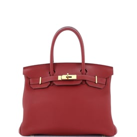 Hermes Birkin Handbag Rouge Grenat Togo with Gold Hardware 30