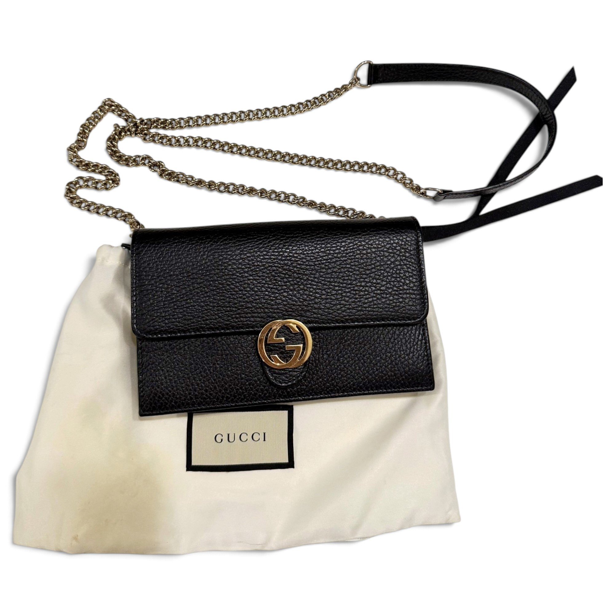 Interlocking leather clutch bag