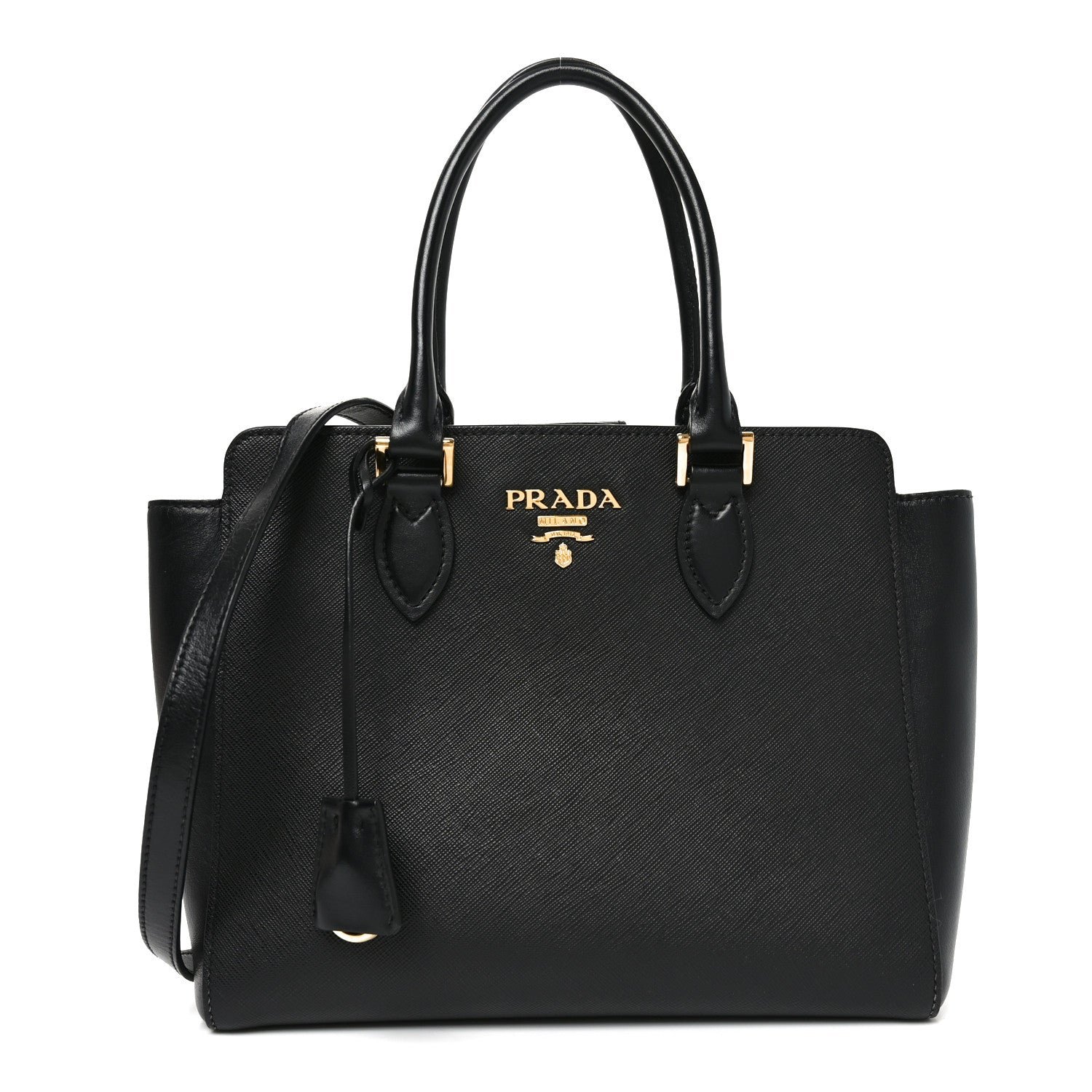 Prada Saffiano Soft Calfskin Small Zippered Tote Black