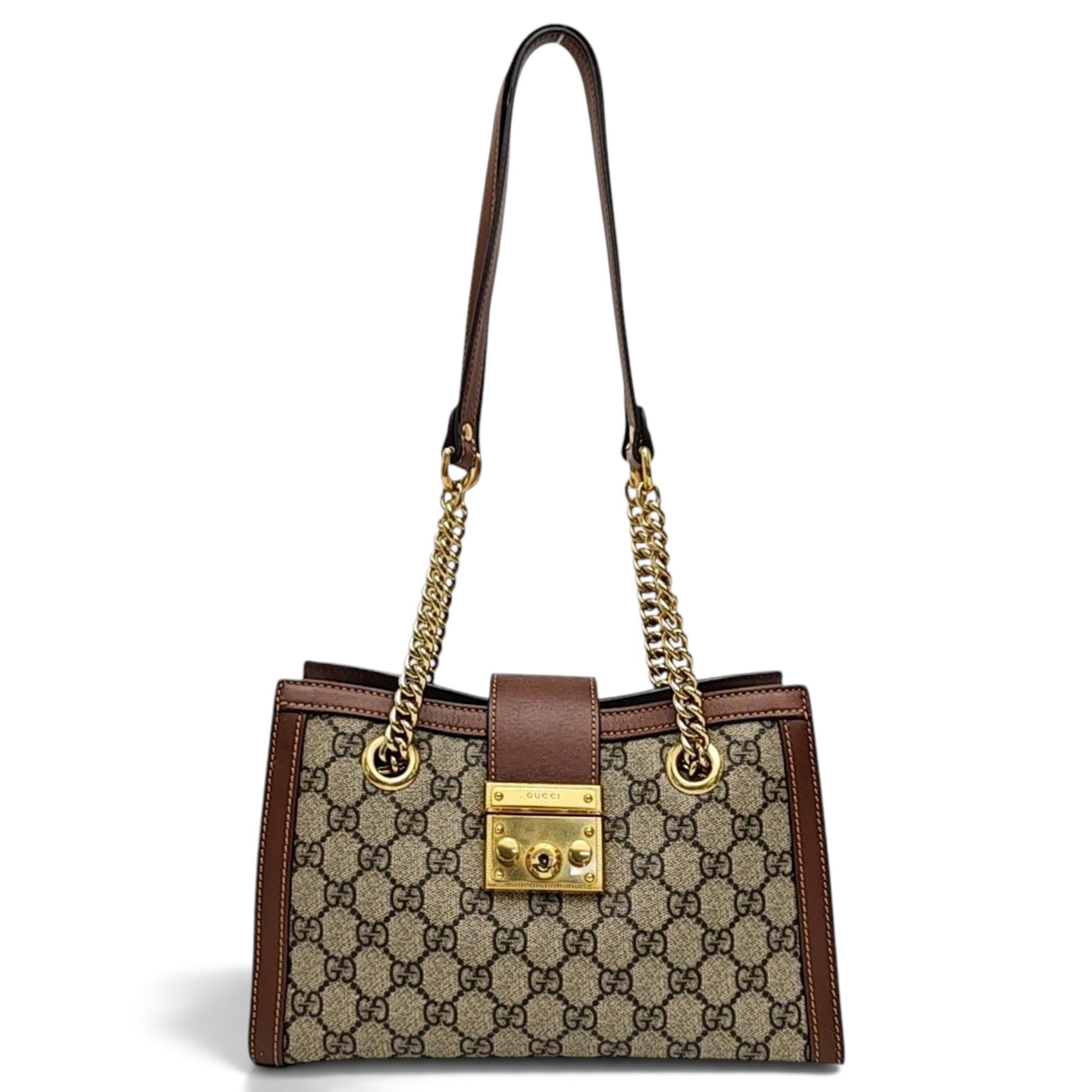 Padlock leather handbag