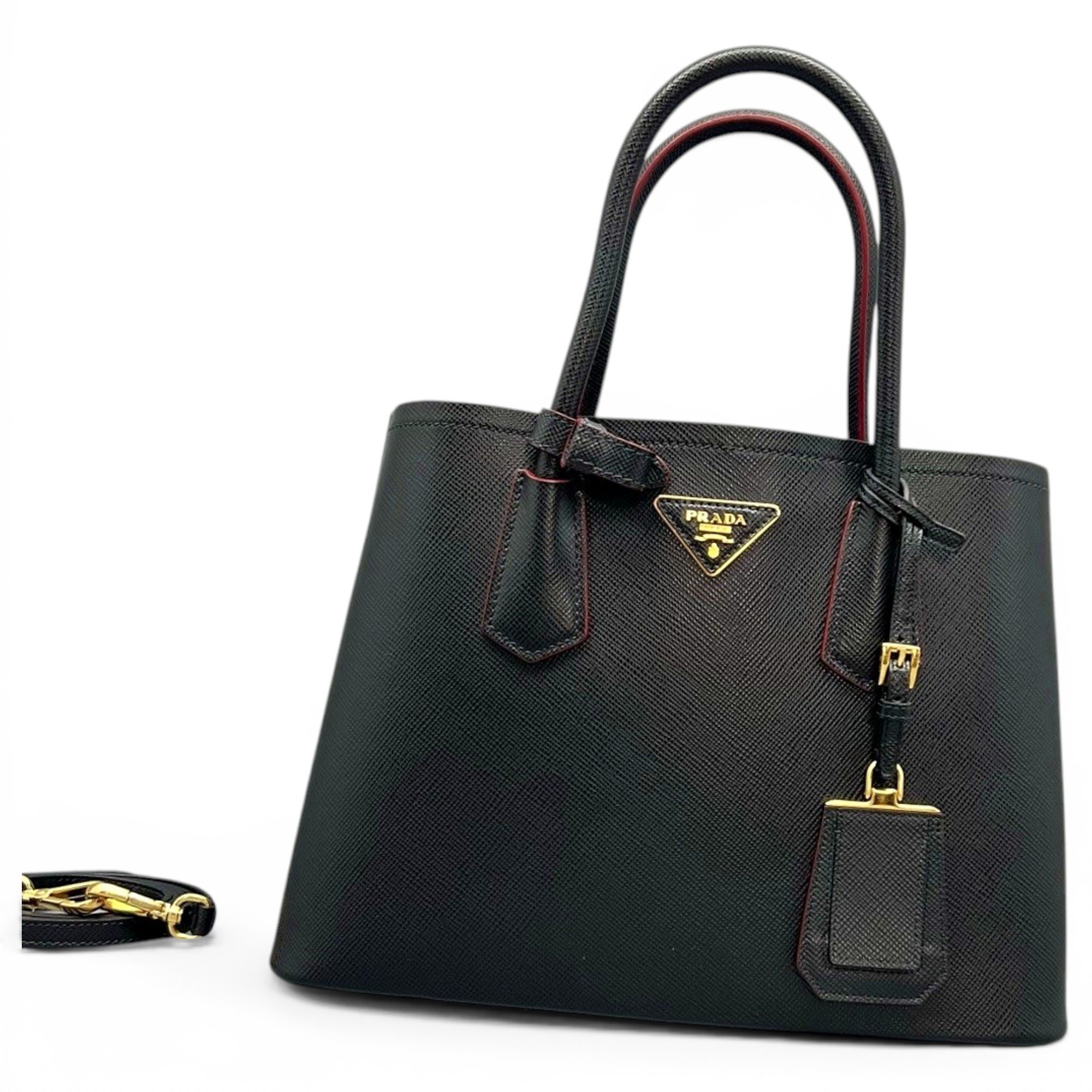 Double leather handbag