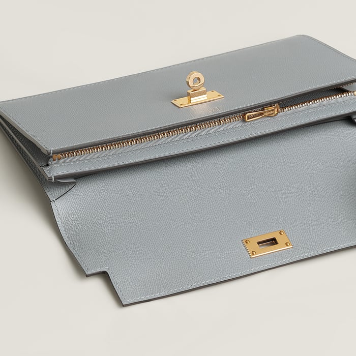 Gris Pantin Kelly Pocket Long Wallet