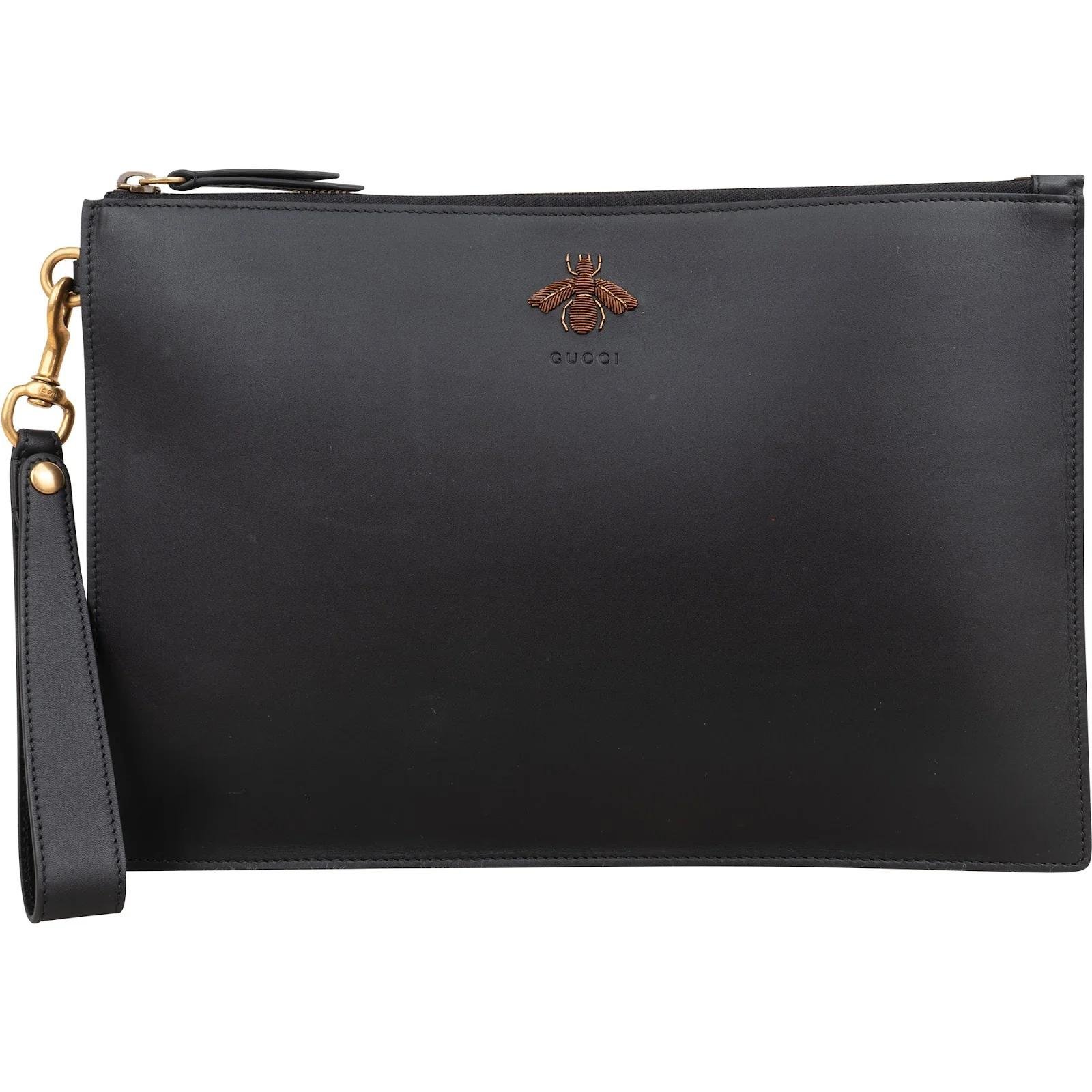 Leather clutch bag