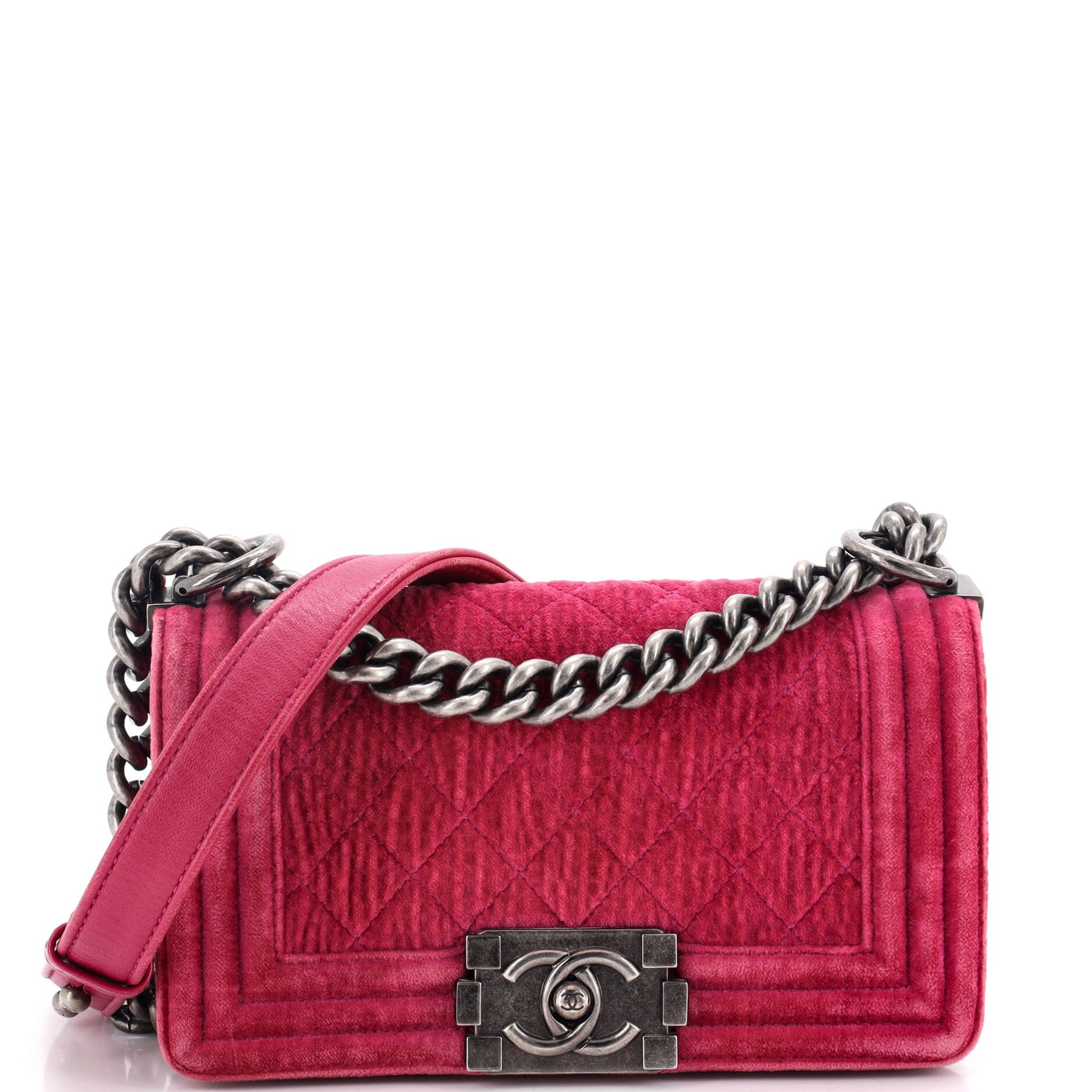Boy Flap Bag Quilted Velvet Small